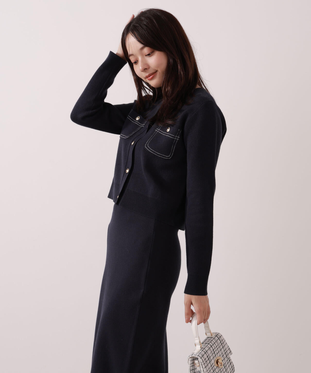 【一部再入荷】 青島心さん着用 ステッチニットSETUP