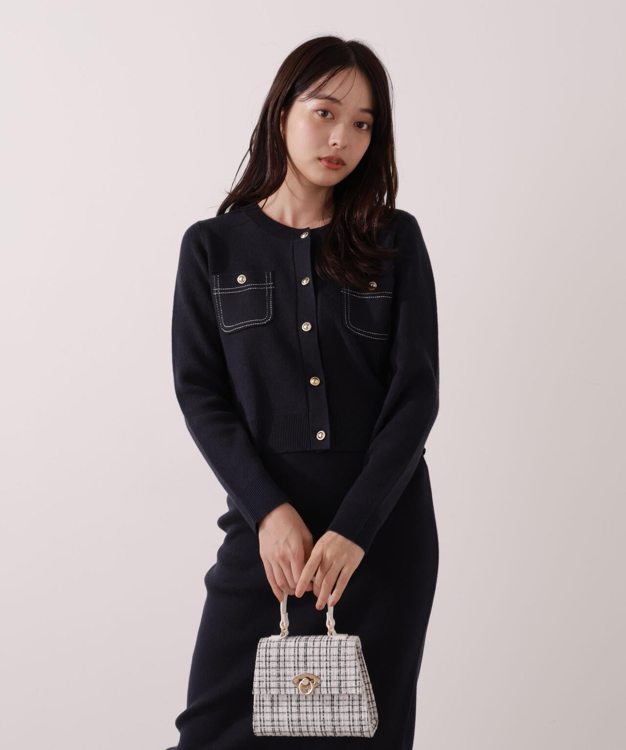 【一部再入荷】 青島心さん着用 ステッチニットSETUP