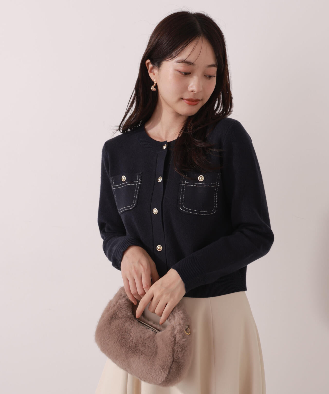 【一部再入荷】 青島心さん着用 ステッチニットSETUP