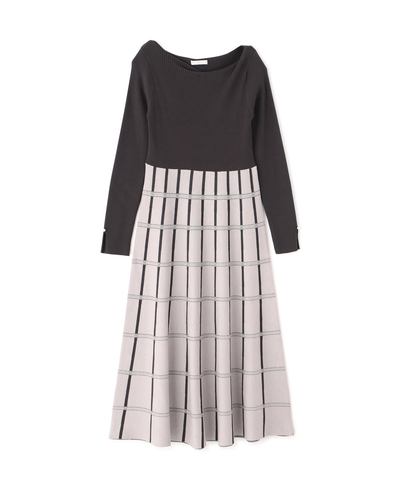 チェック柄ジャガードニットワンピース【ボルドー：official site限定】