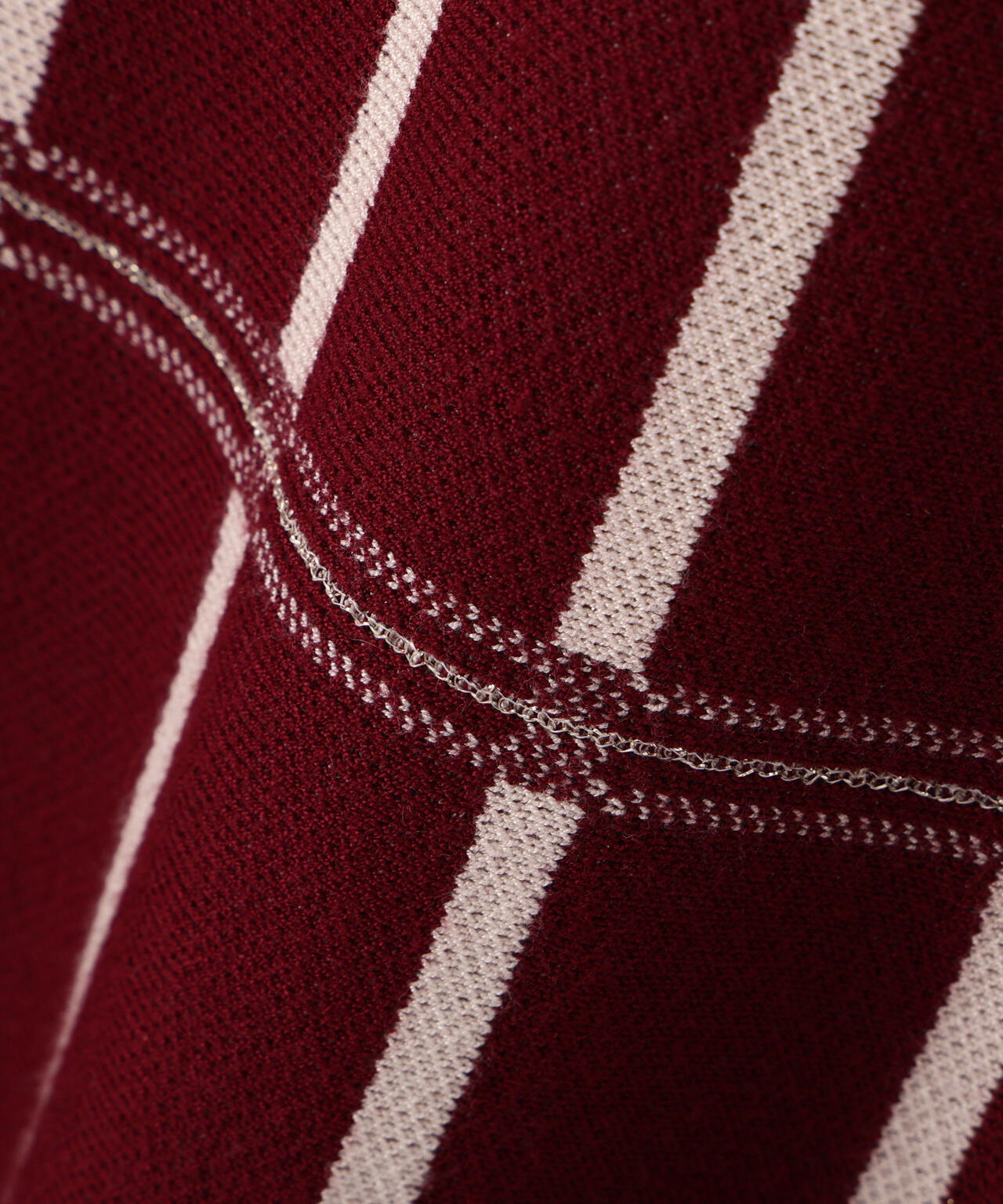 チェック柄ジャガードニットワンピース【ボルドー：official site限定】