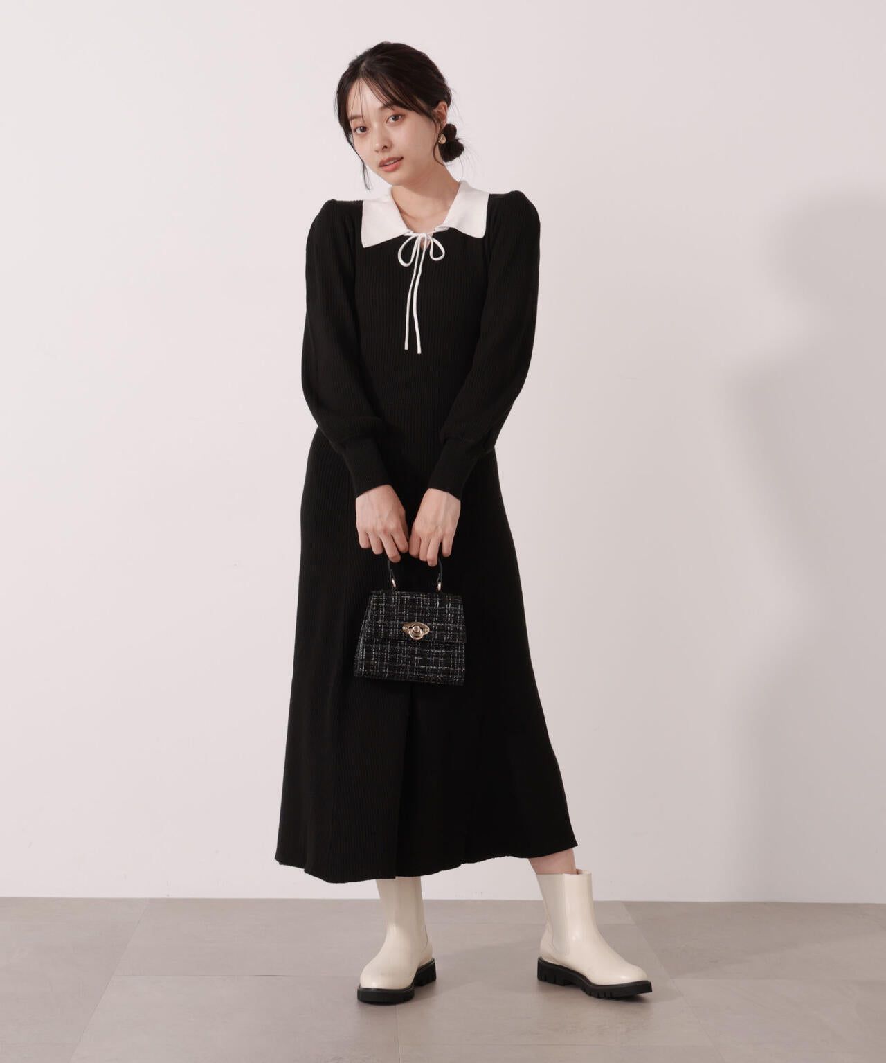 リボン衿付きニットワンピース | PROPORTION BODY DRESSING