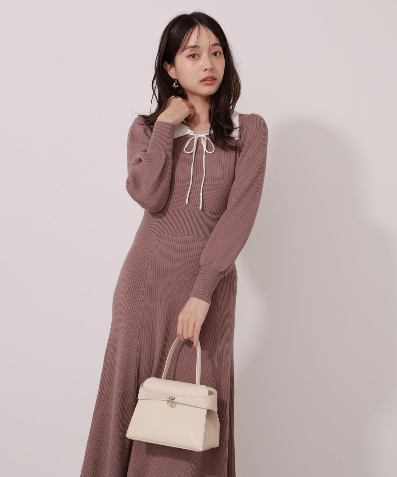 リボン衿付きニットワンピース | PROPORTION BODY DRESSING