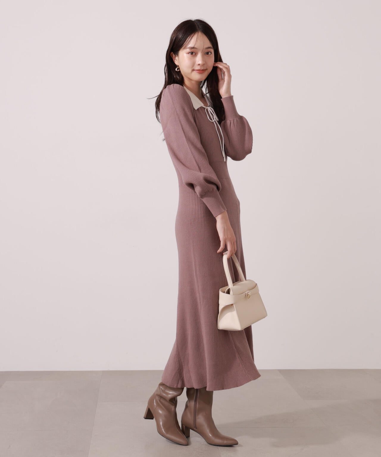 リボン衿付きニットワンピース | PROPORTION BODY DRESSING