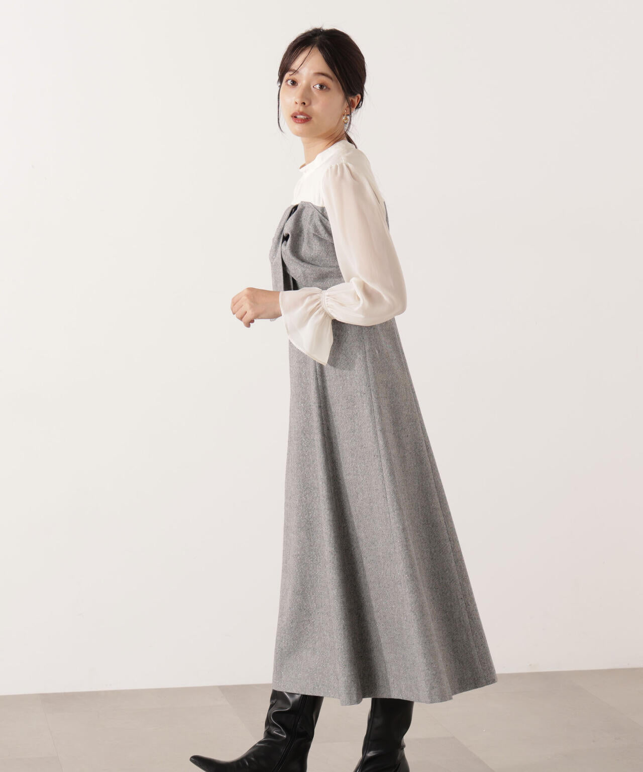 フロントリボンミックスドッキングワンピース | PROPORTION BODY