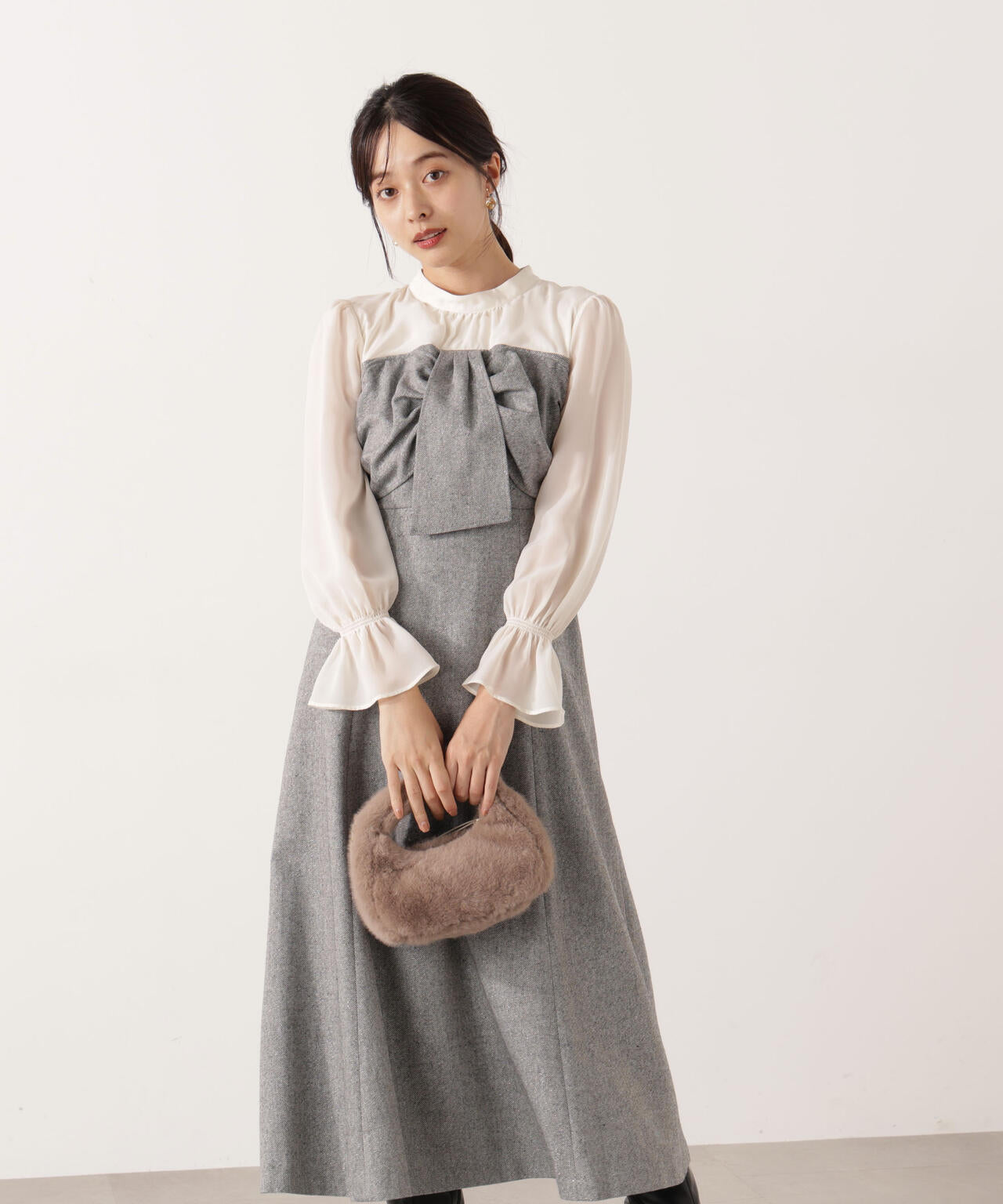 新品　プロポーション ボディードレッシング　バックリボン　ドッキングワンピース プロポーションボディドレッシング PROPORTION BODY DRESSING