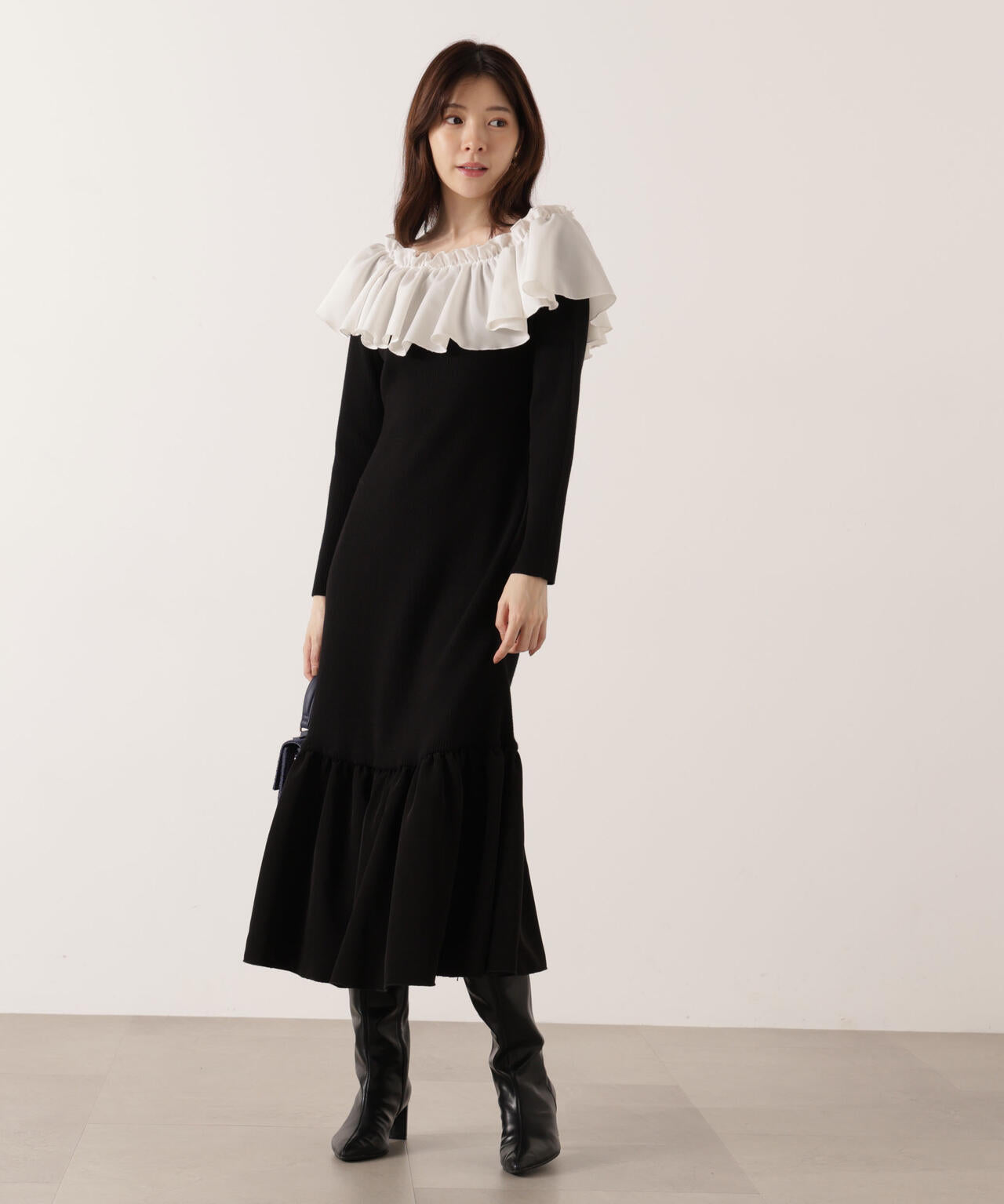 2wayオフショルニットワンピース