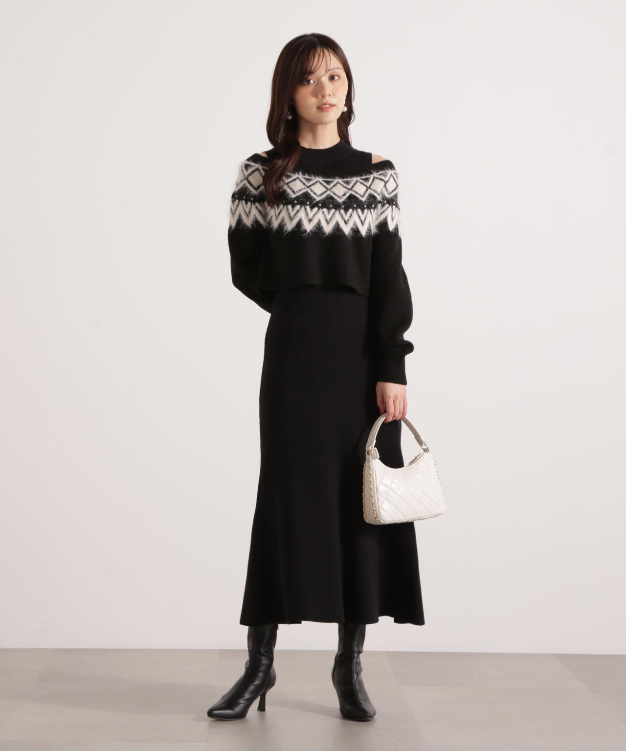 【加藤栞さん着用】ノルディックニットSETUP ワンピース