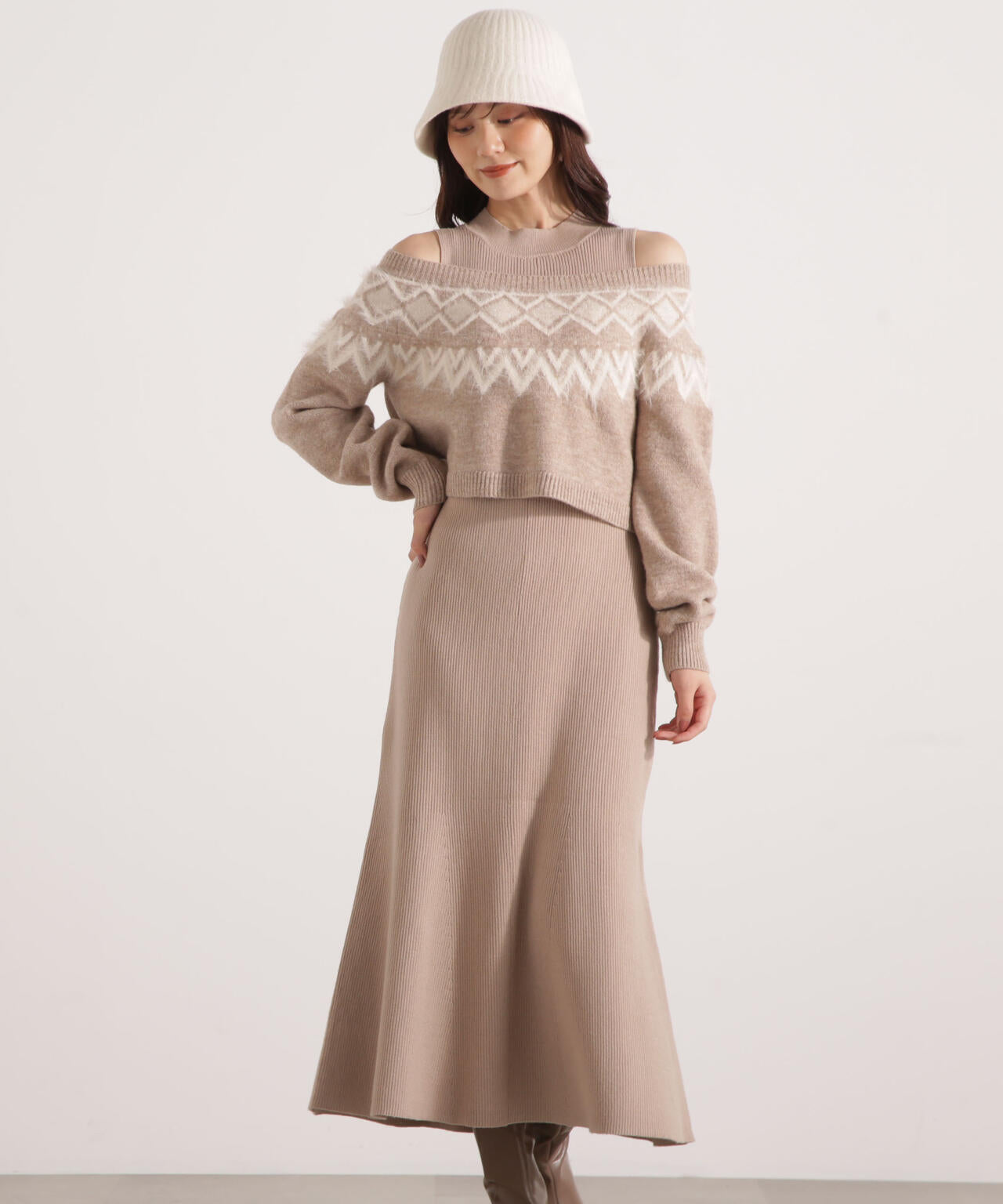 加藤栞さん着用】ノルディックニットSETUP ワンピース | PROPORTION