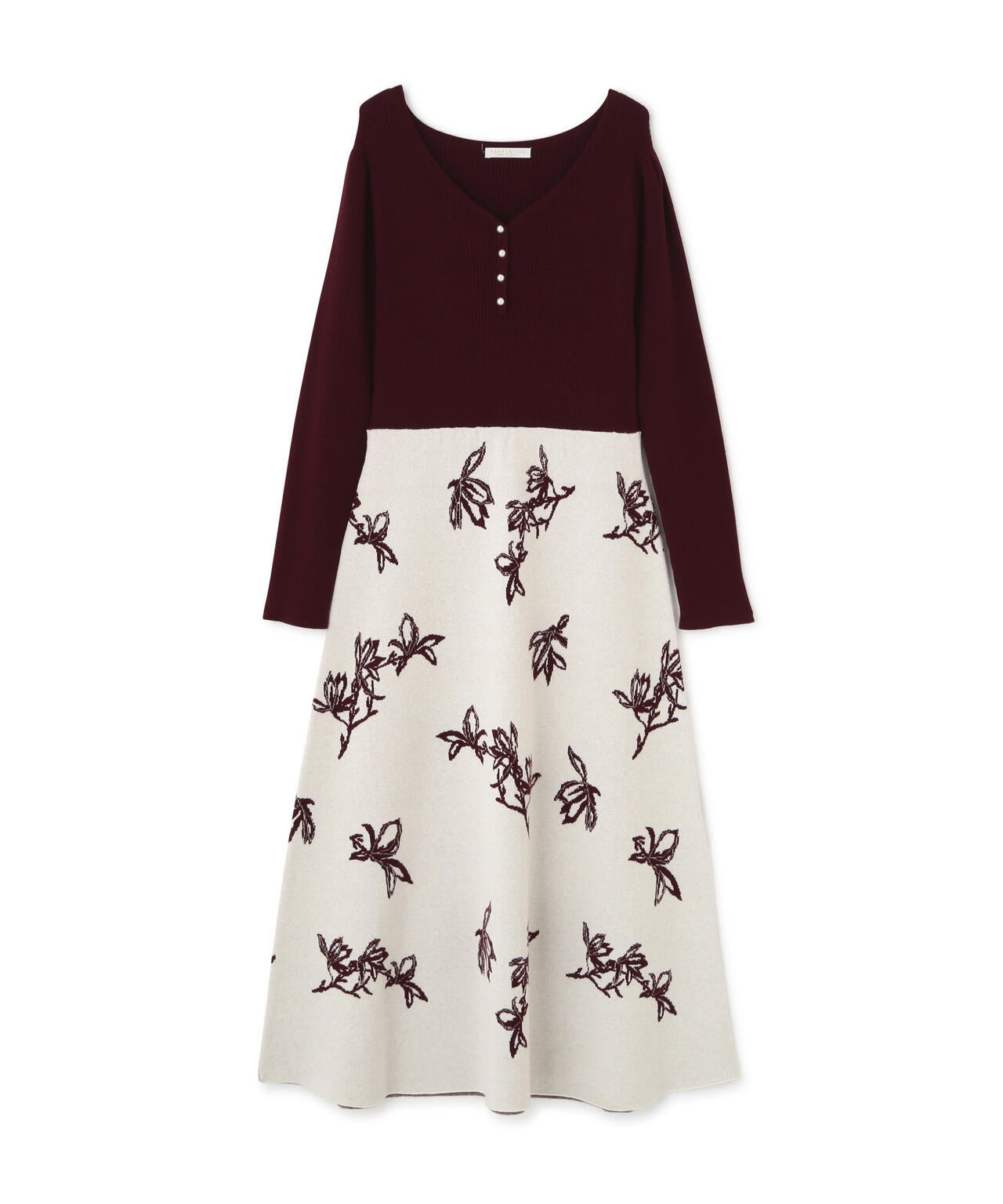 花柄ジャガードニットワンピース【ブルー×エクリュ：WEB・一部店舗限定】