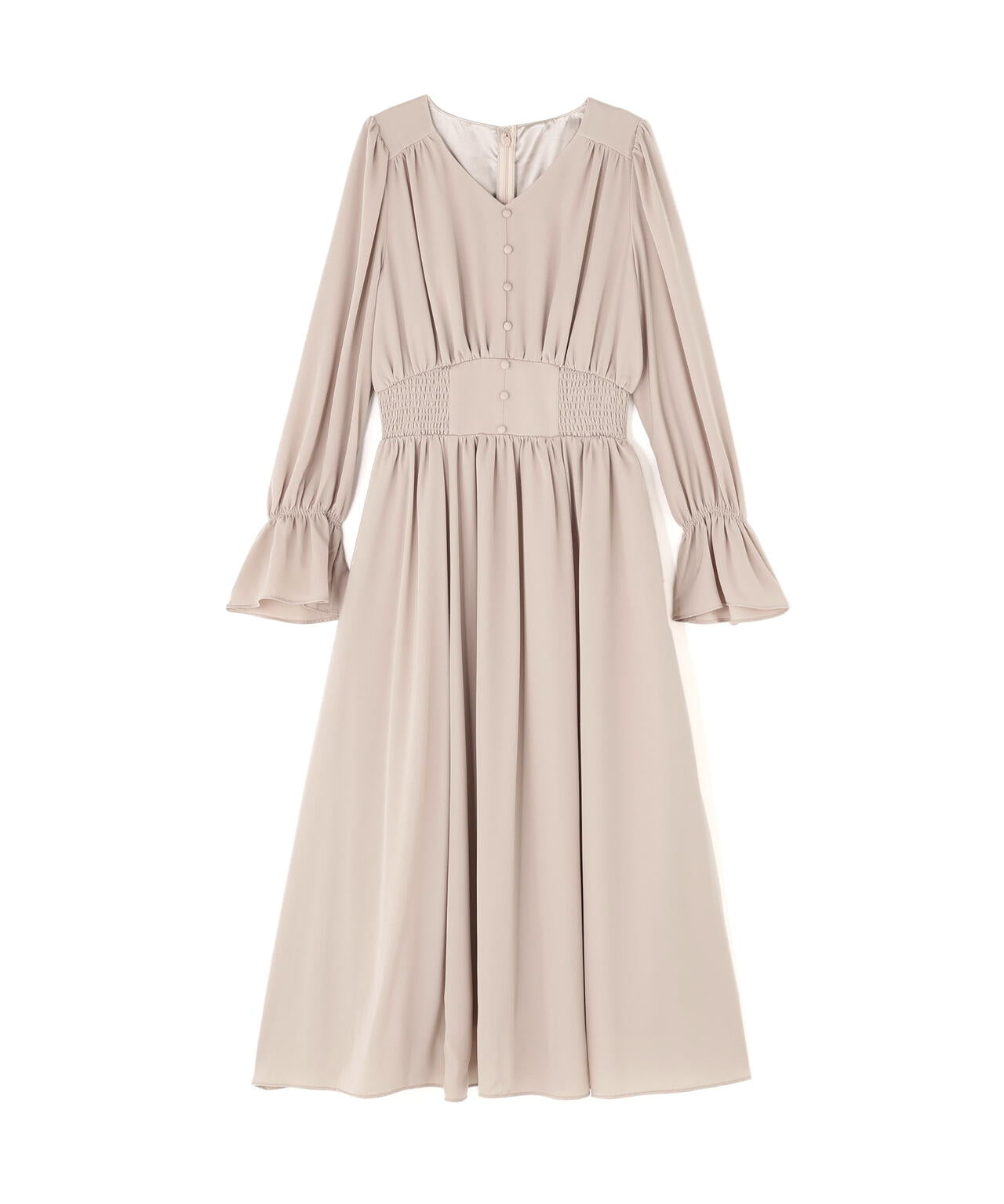 ＜ウォッシャブル＞クルミ釦付きギャザーワンピース