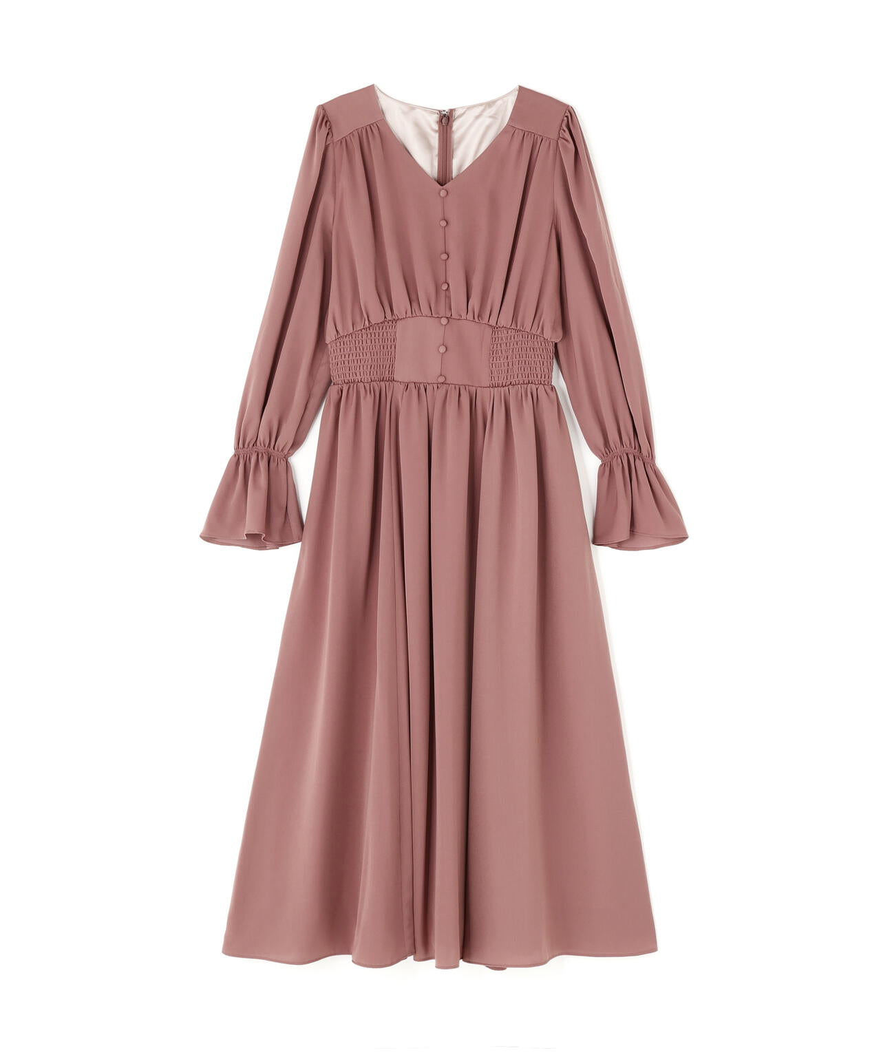 クルミ釦付きギャザーワンピース | PROPORTION BODY DRESSING