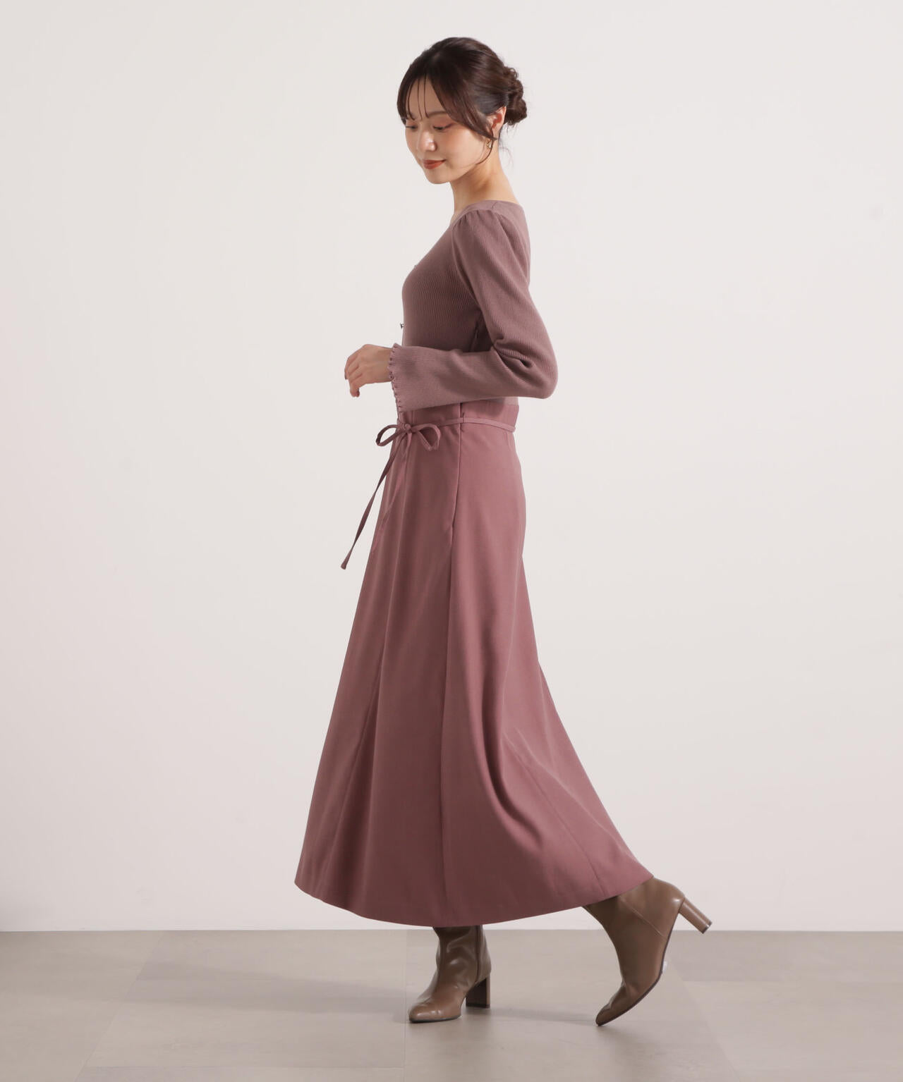 美品 ランバンスポーツ ウール ニット 中綿 ドッキング ジップ ワンピース ニットドッキングレディーワンピース | PROPORTION BODY