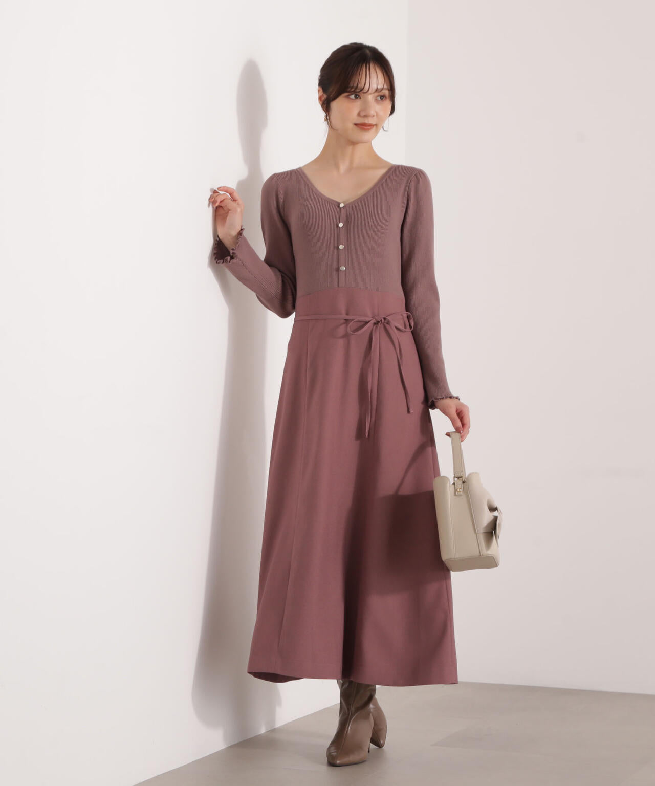 2020 国内正規美品■ボッテガ/ワンピース/ニット・L ストレッチ ハート ニットドッキングレディーワンピース | PROPORTION BODY DRESSING