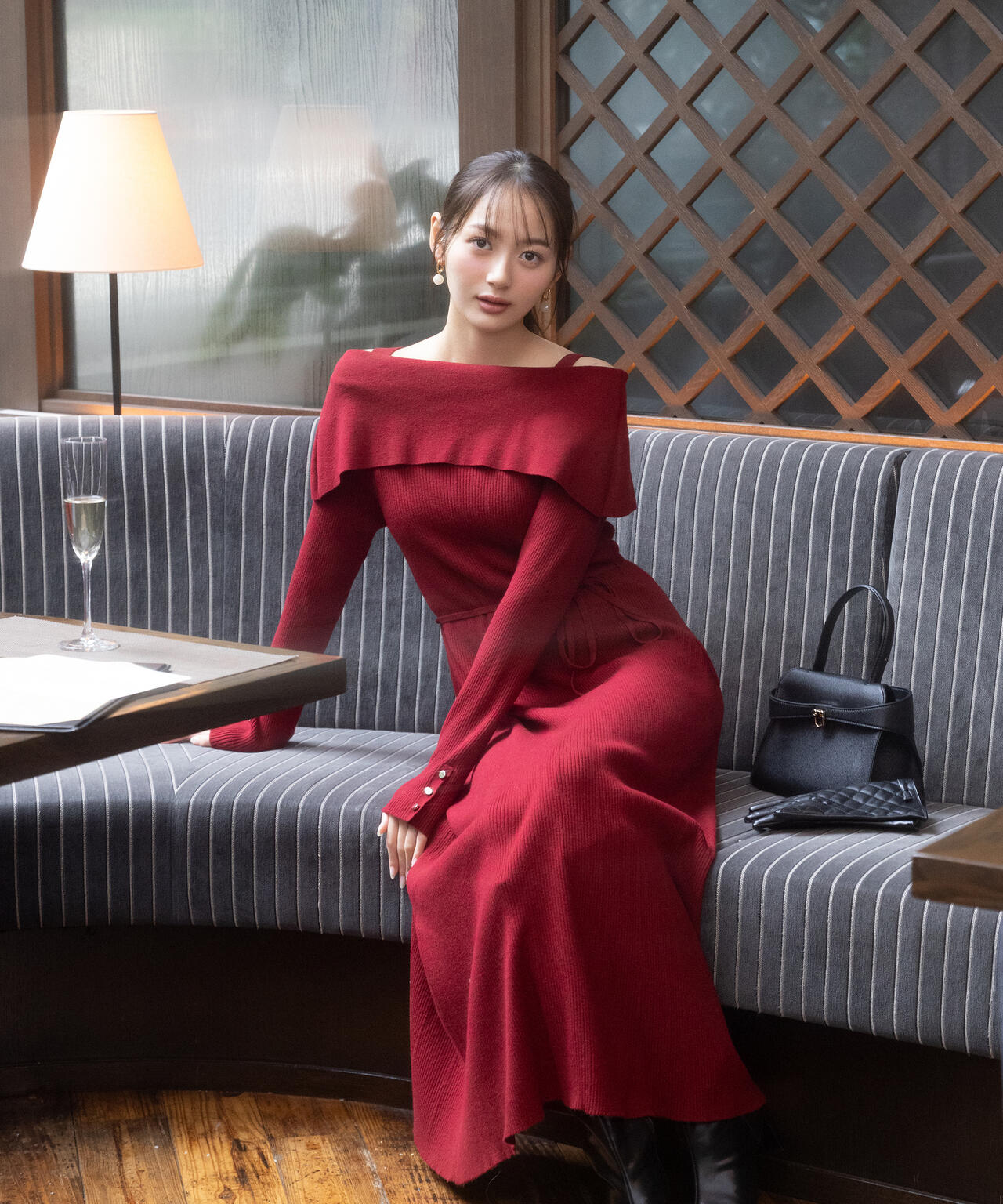 加藤栞さん着用】オフショルリブニットワンピース | PROPORTION BODY