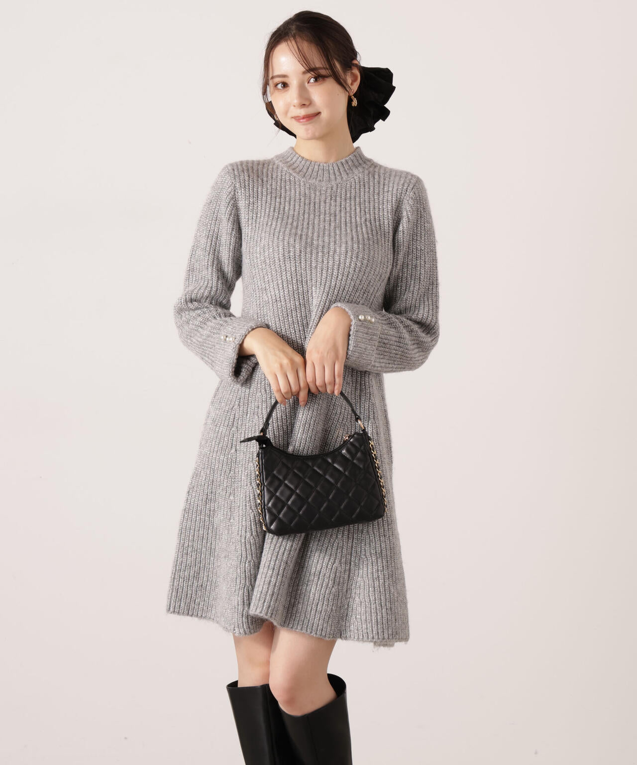 ウールブレンドラメ入りニットミニワンピース | PROPORTION BODY