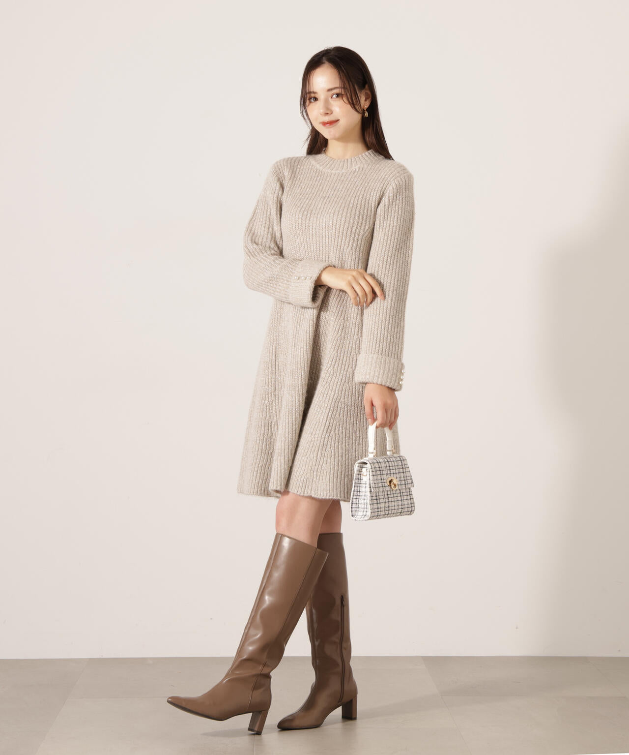 ウールブレンドラメ入りニットミニワンピース | PROPORTION BODY