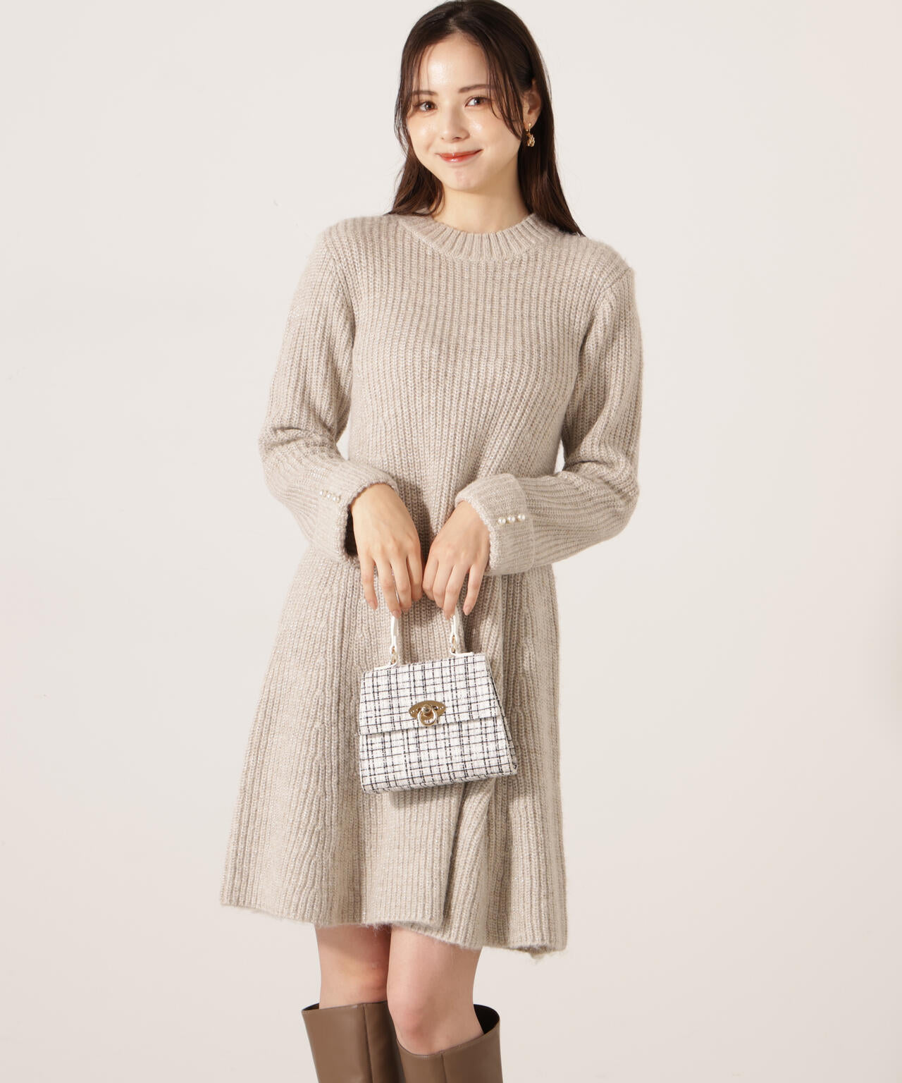 Rossa ウールワンピース 美品 ウールブレンドラメ入りニットミニワンピース | PROPORTION BODY