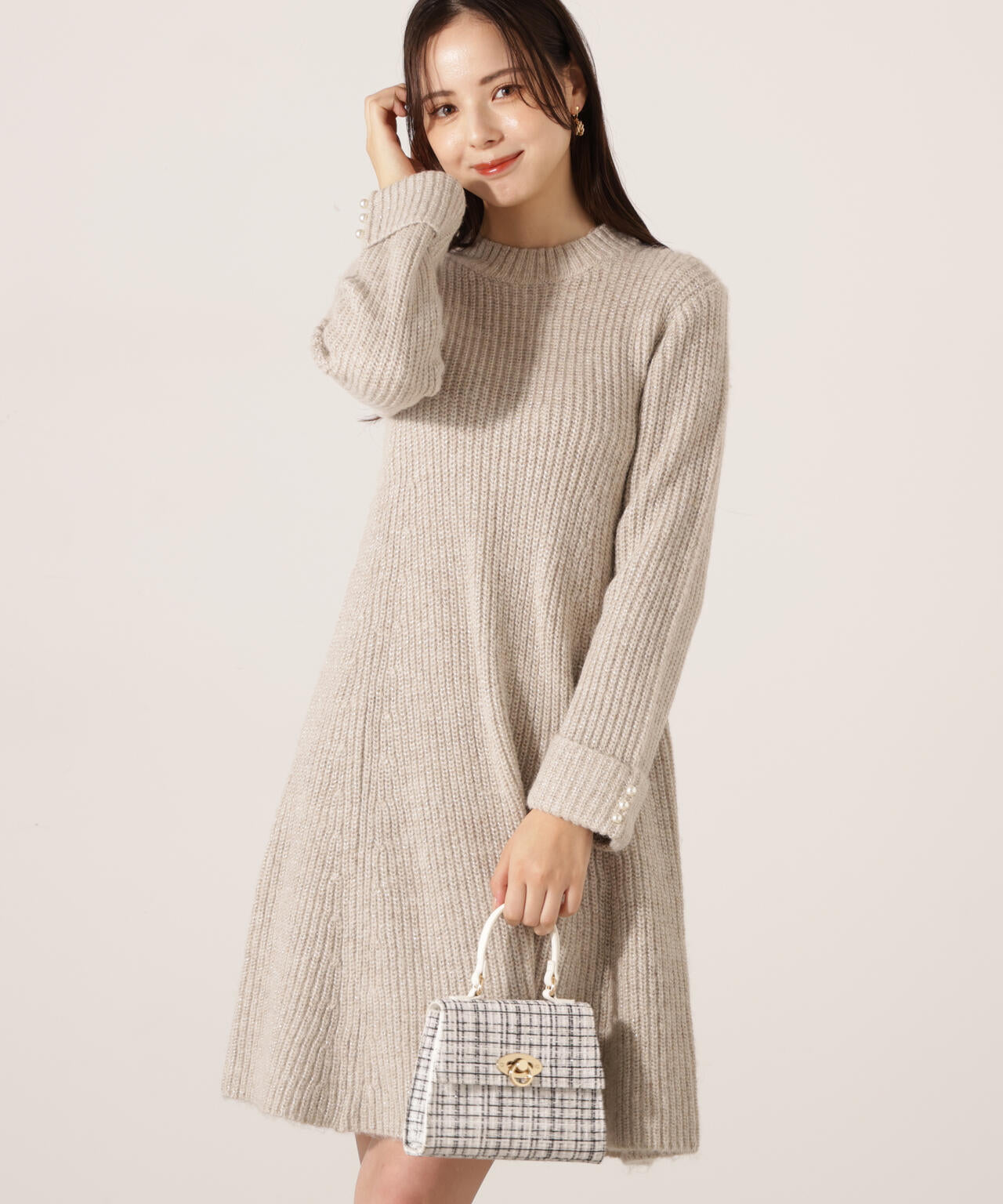 ウールブレンドラメ入りニットミニワンピース | PROPORTION BODY