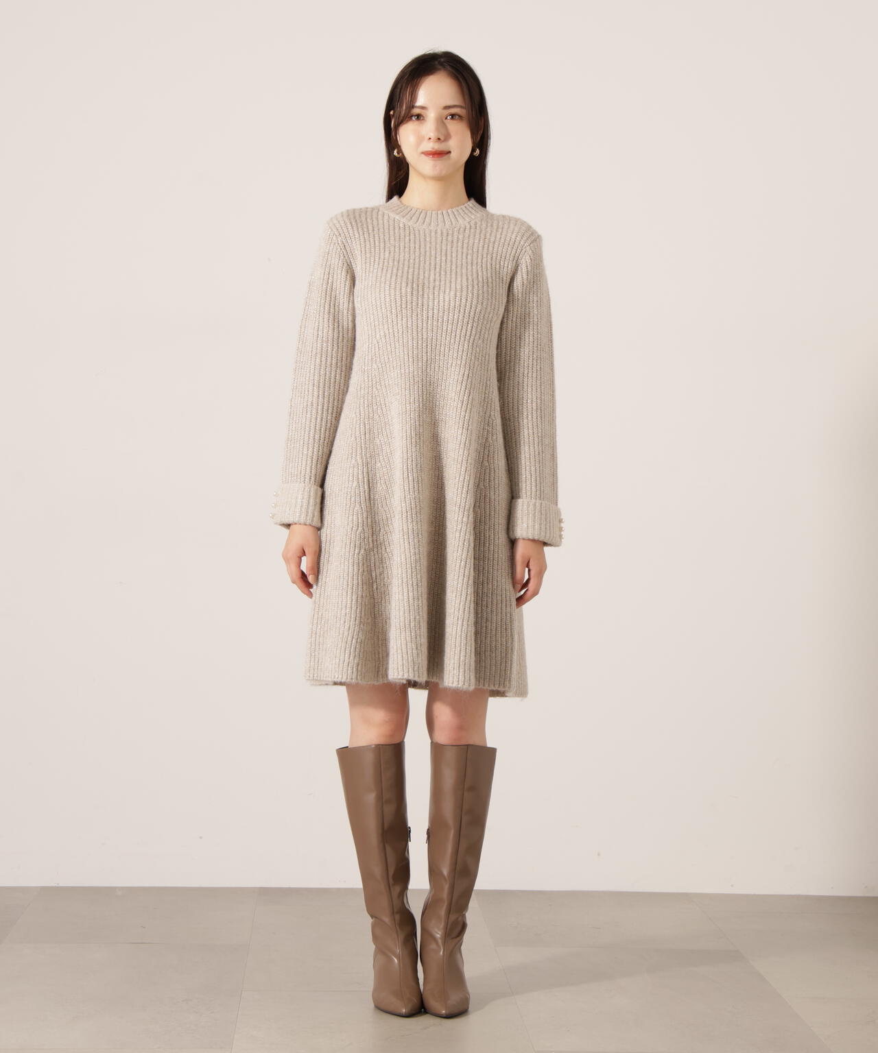 ウールブレンドラメ入りニットミニワンピース | PROPORTION BODY