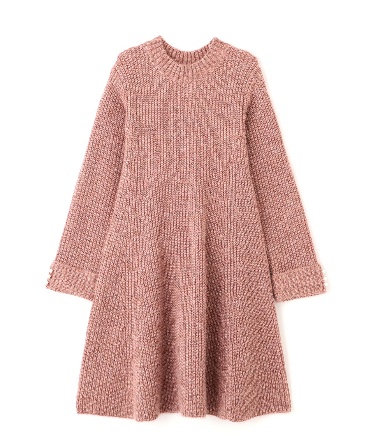 加藤栞さん着用】ウールブレンドラメ入りニットミニワンピース