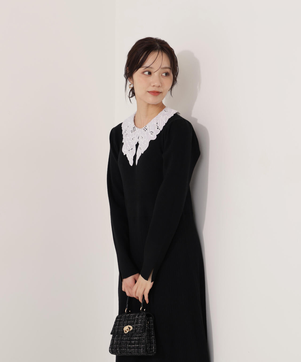 レース襟付きニットワンピース | PROPORTION BODY DRESSING