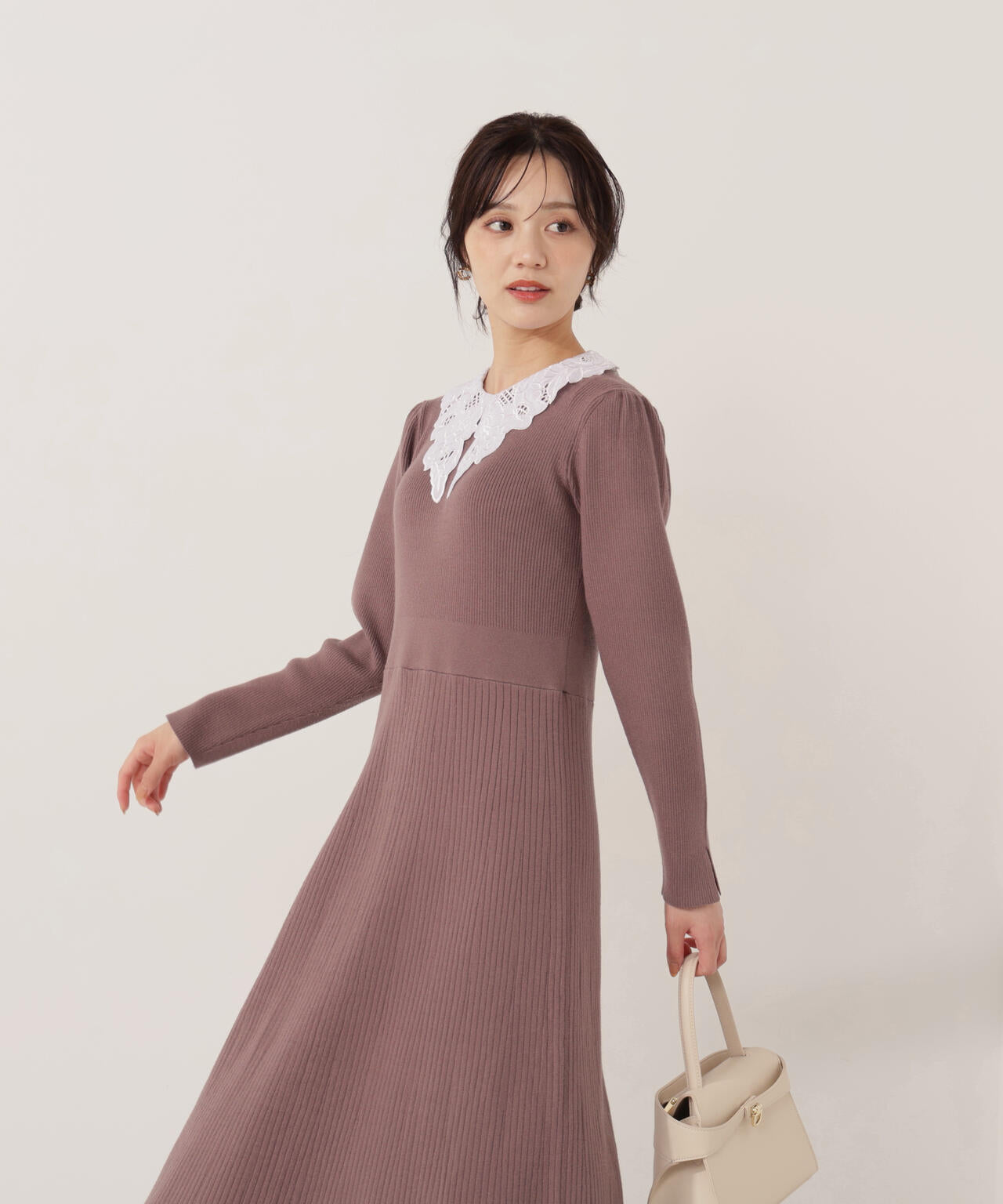 まりちゃん　45R インディゴニットワンピース MERCURYDUO（マーキュリーデュオ） ワンピース ノルディックジャカード