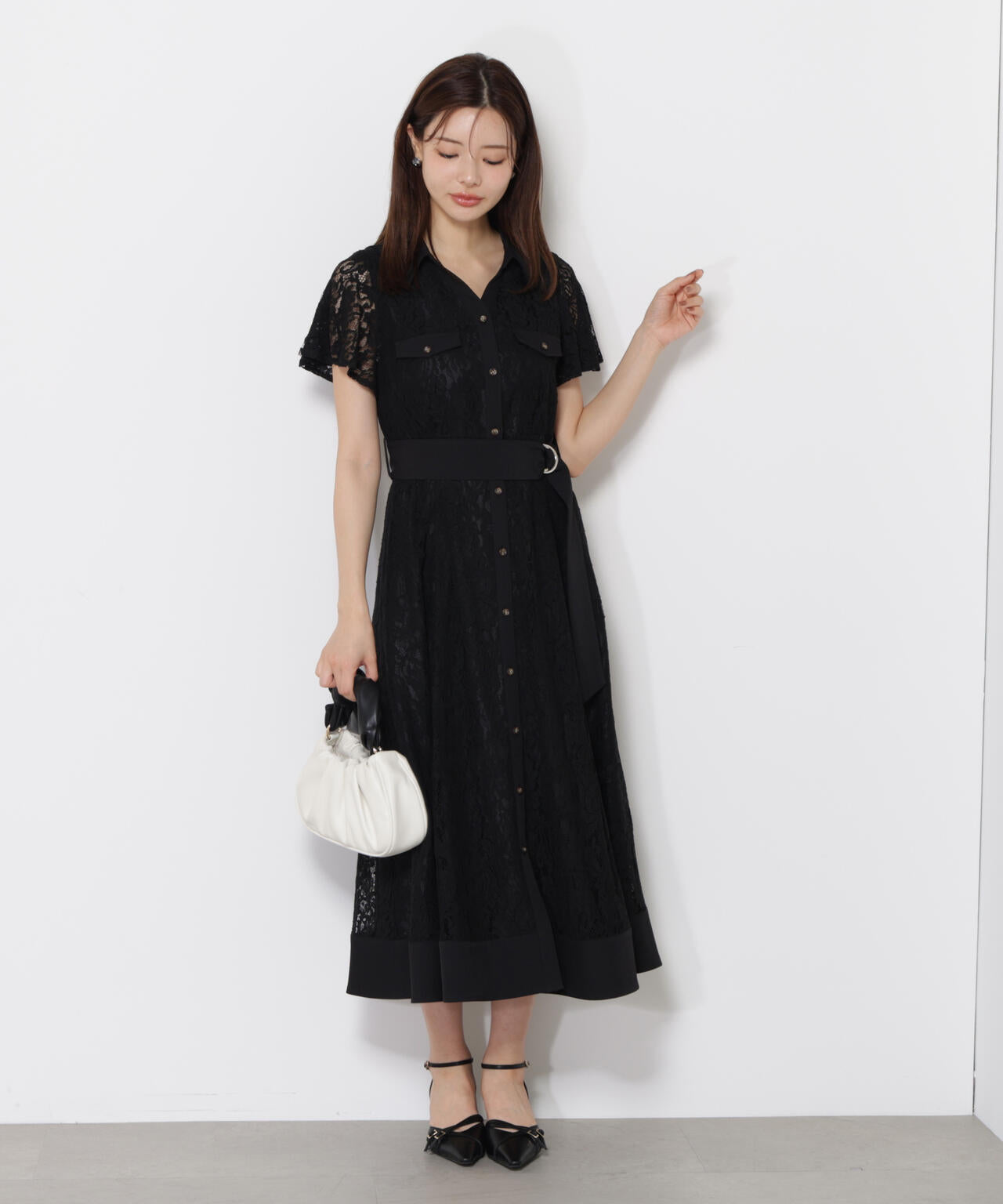 レースシャツワンピース