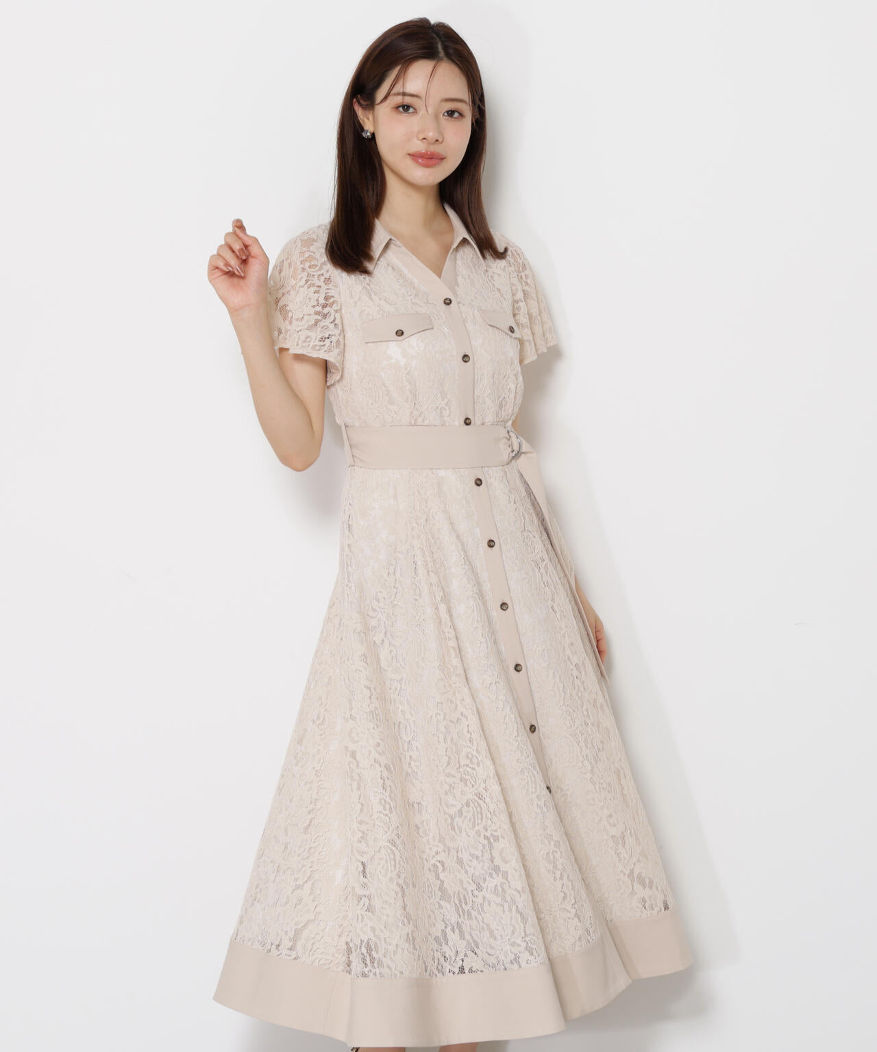 レースシャツワンピース