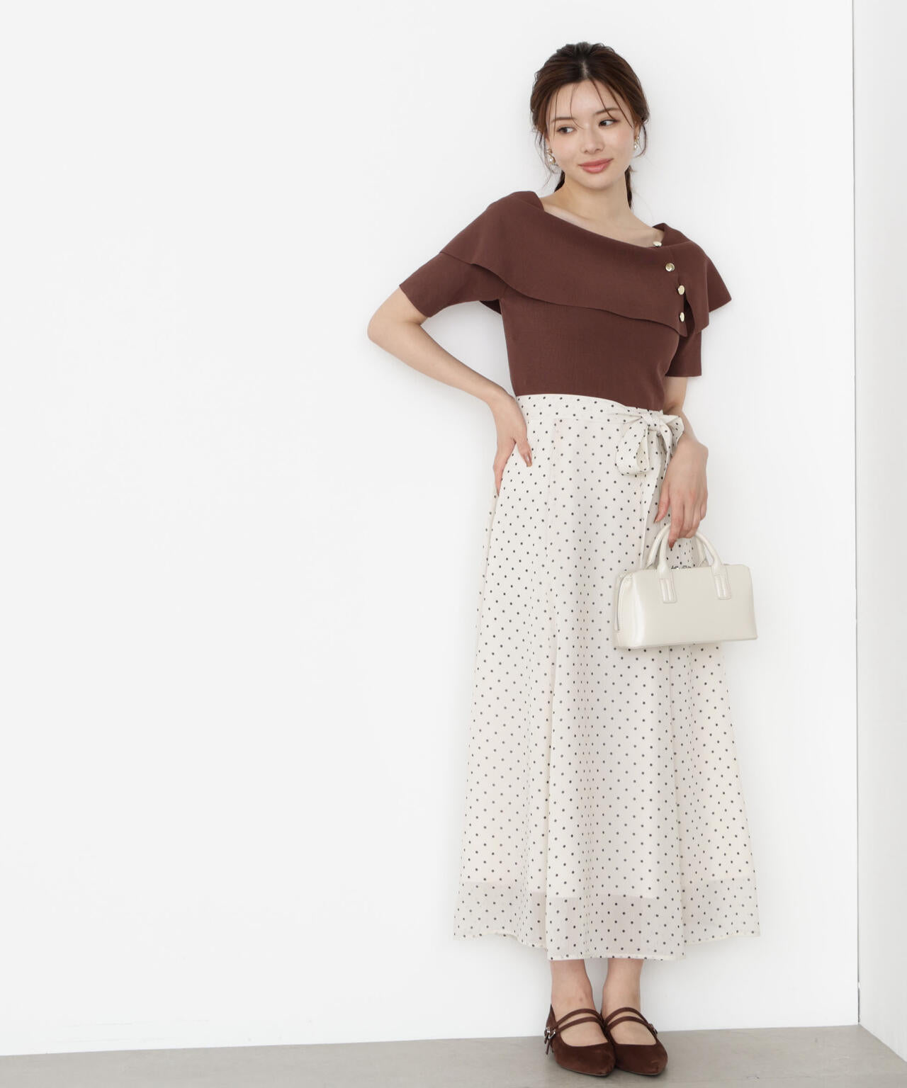 ケープ風ニットドッキングワンピース