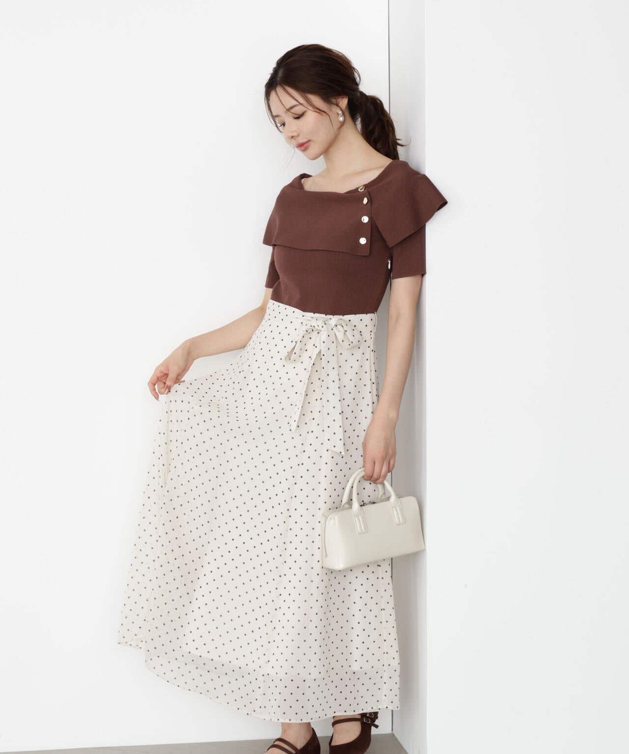 ケープ風ニットドッキングワンピース