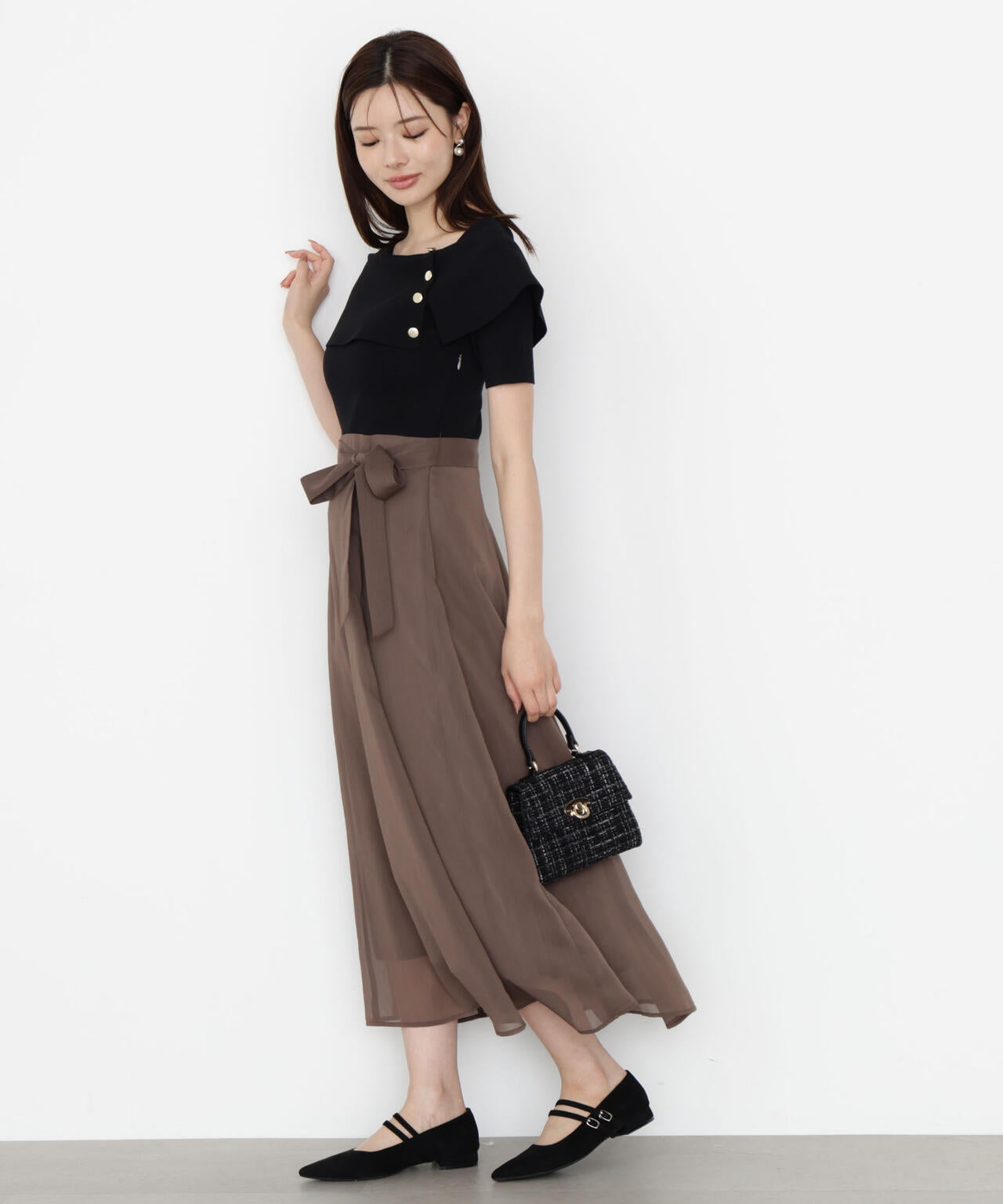 TMG ケーブルワンピース ケープ風ニットドッキングワンピース | PROPORTION BODY