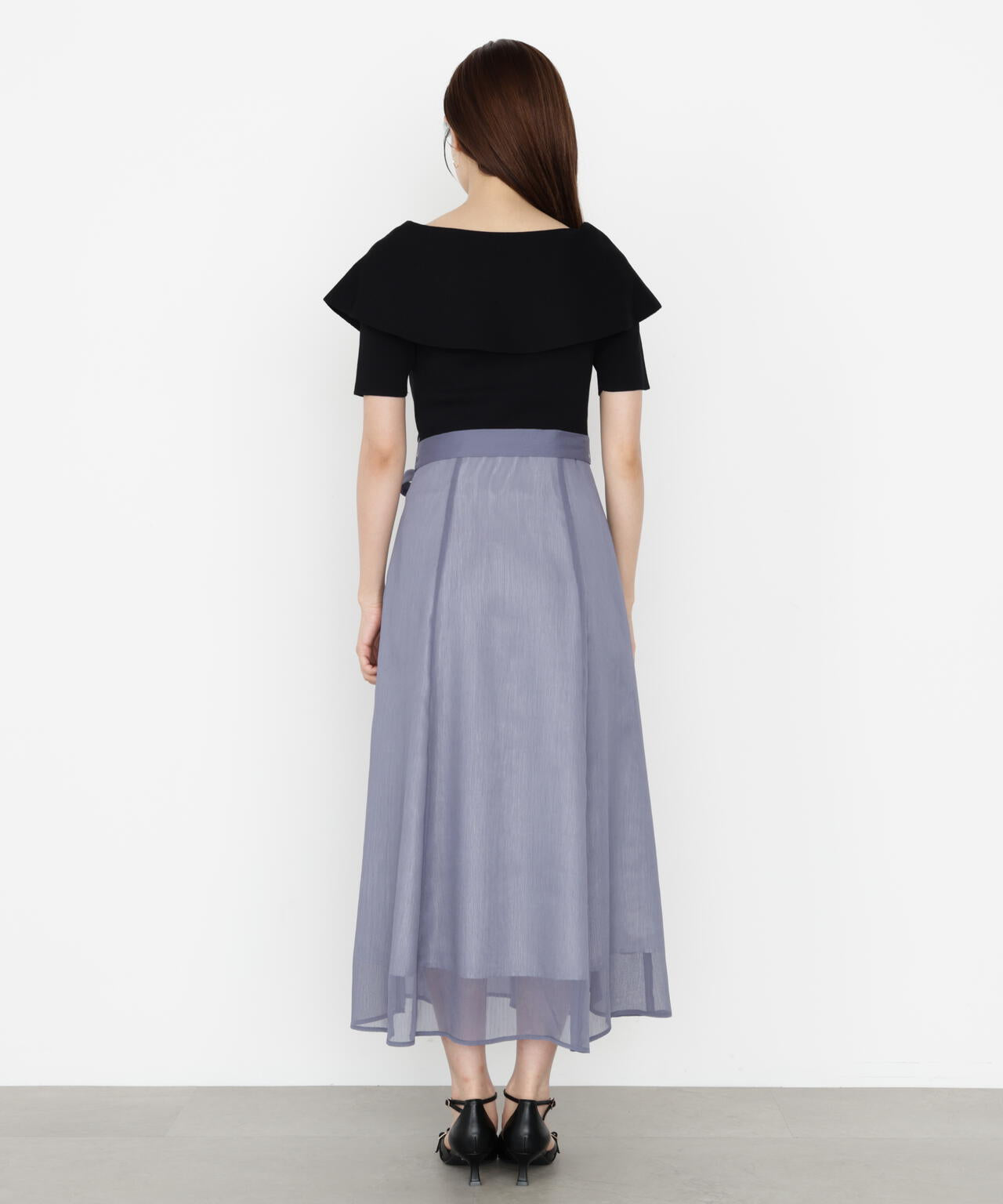 ケープ風ニットドッキングワンピース