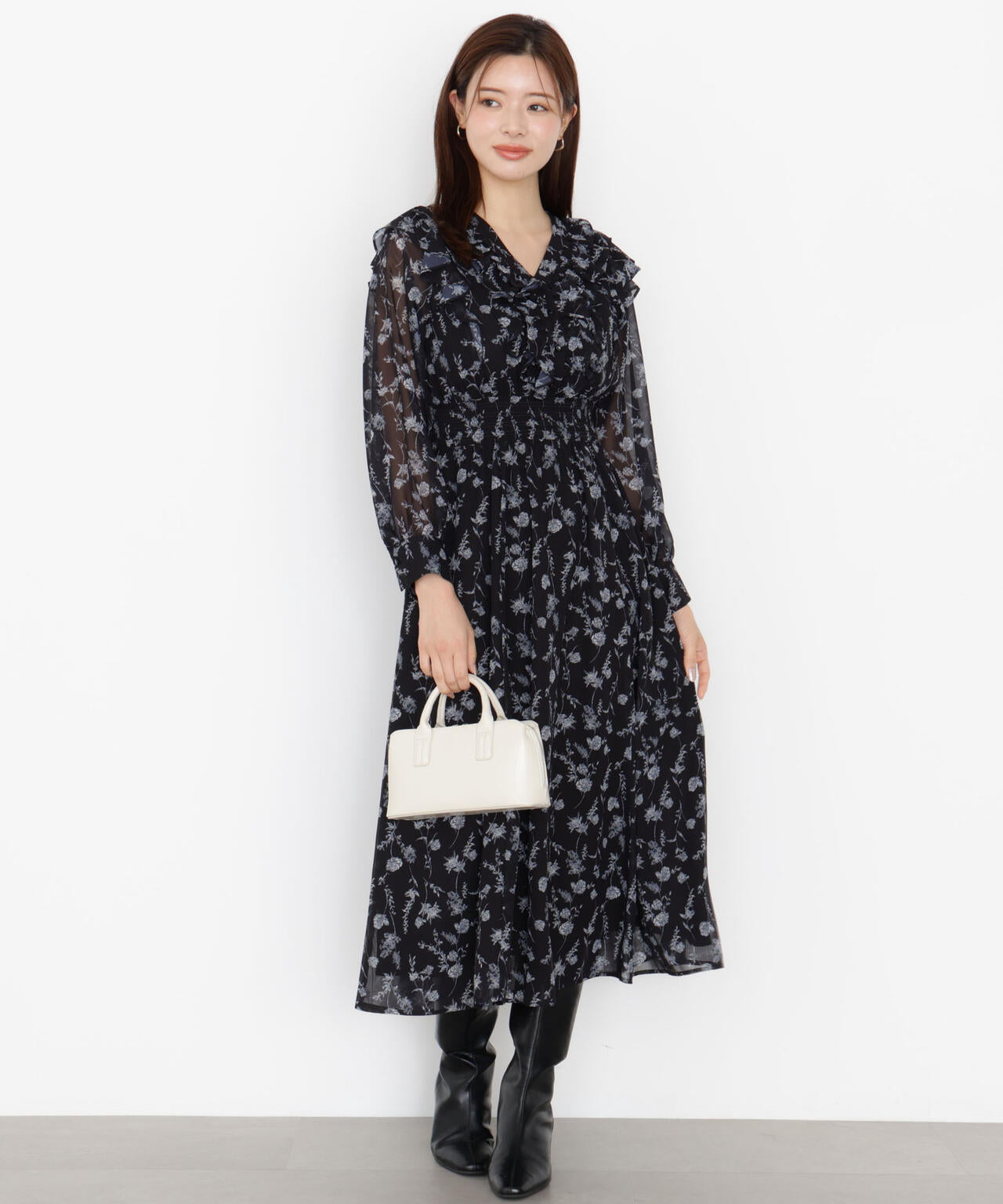 ラッフルフリルフラワーワンピース