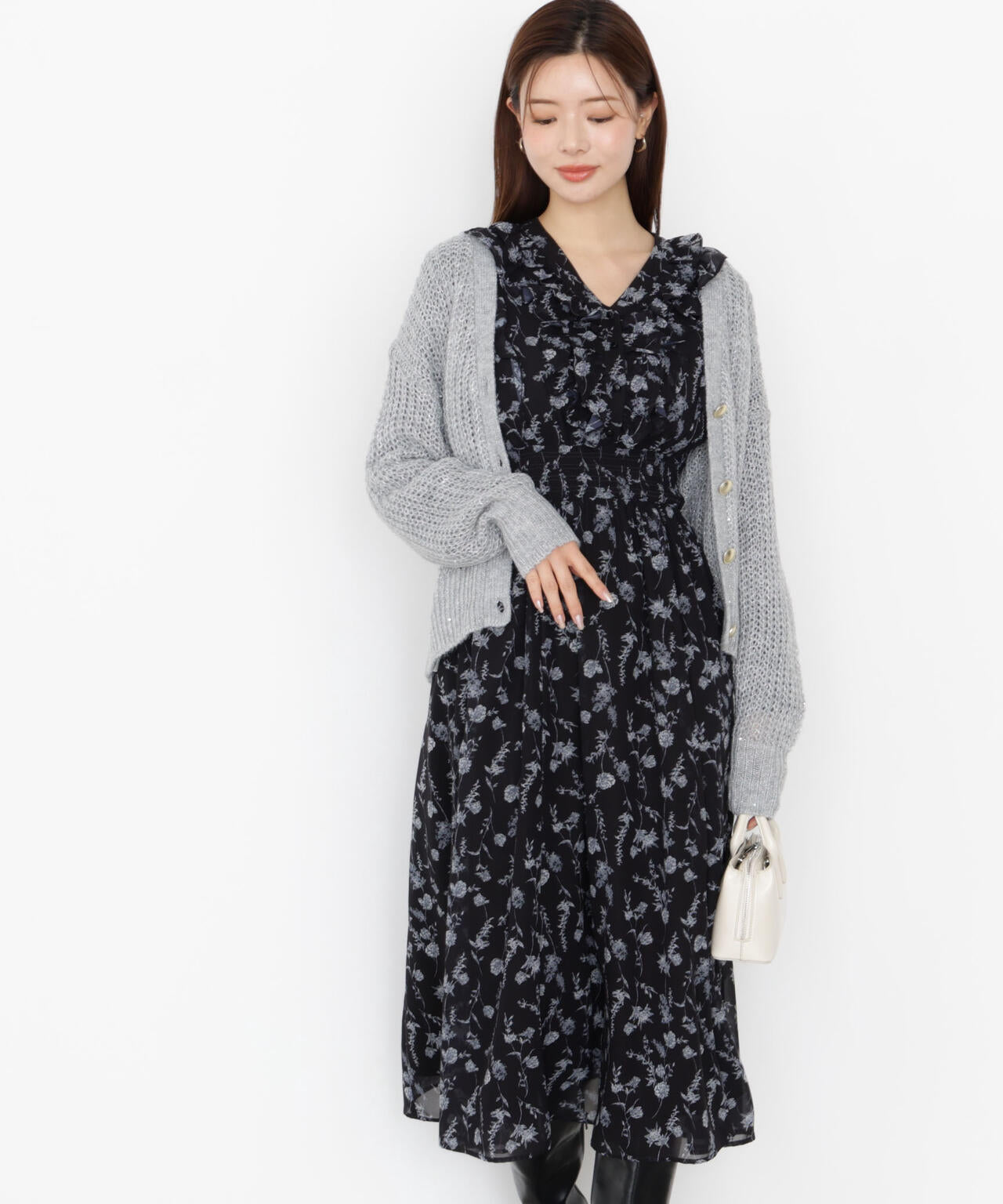 ラッフルフリルフラワーワンピース