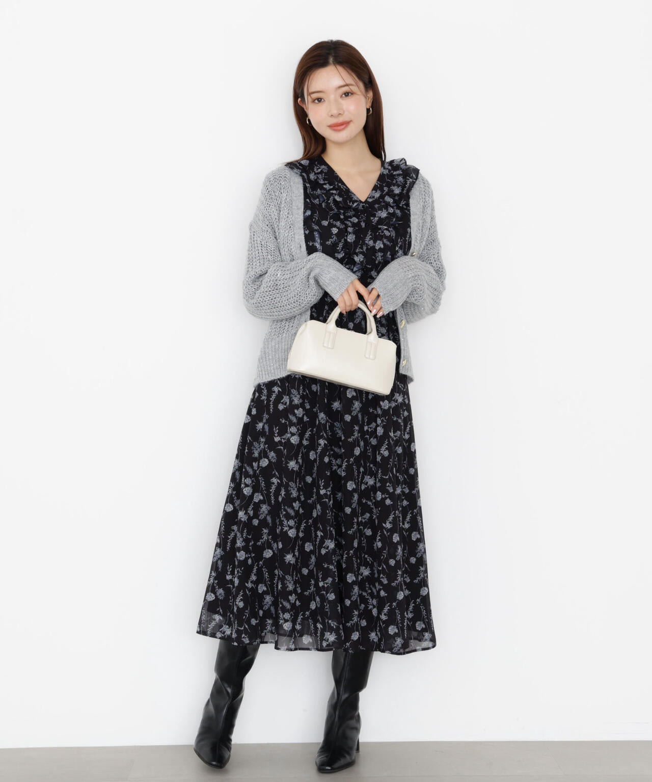 ラッフルフリルフラワーワンピース