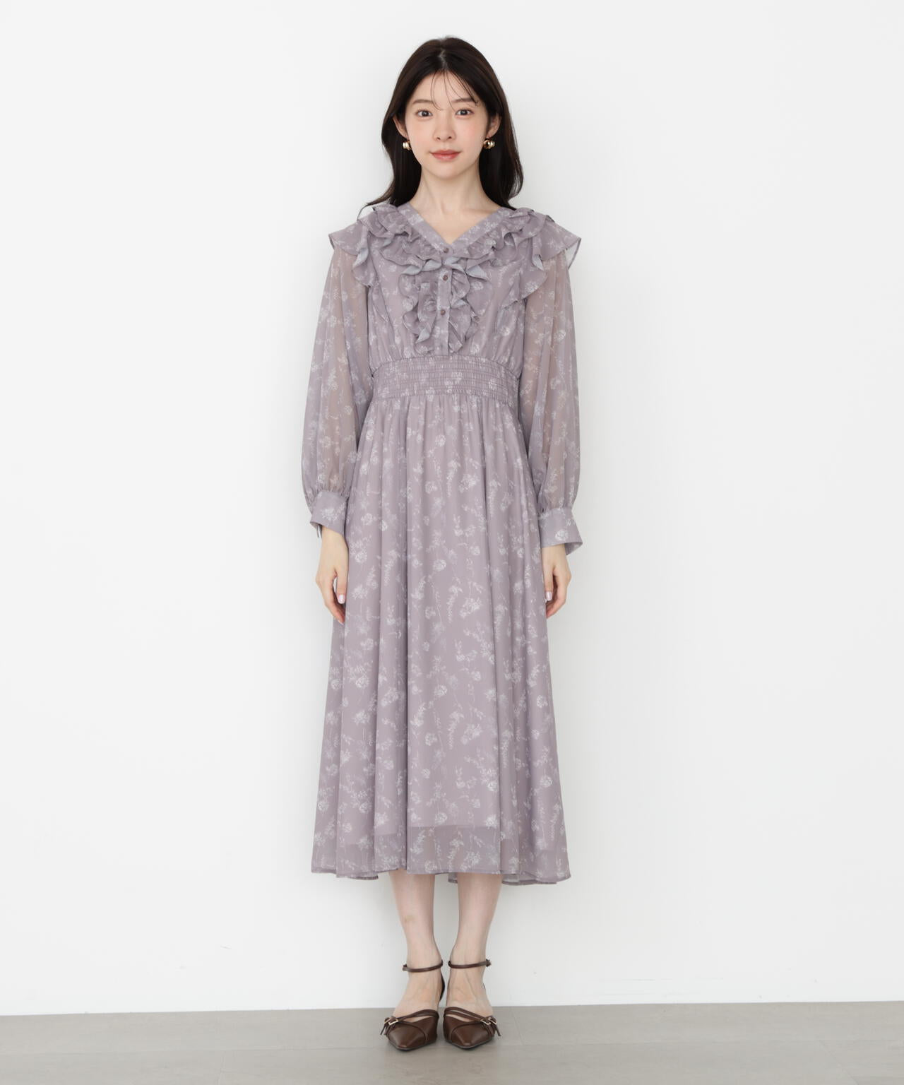 ラッフルフリルフラワーワンピース