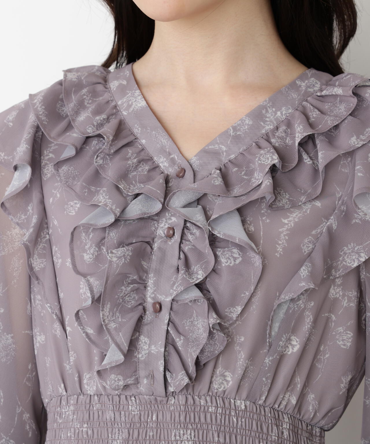 ラッフルフリルフラワーワンピース