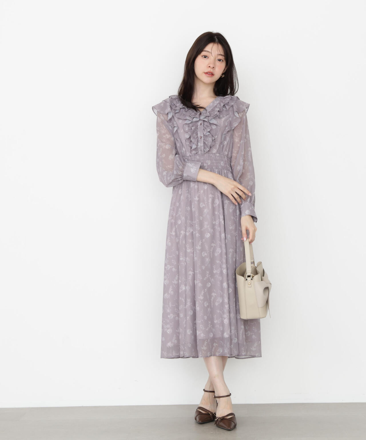 ラッフルフリルフラワーワンピース