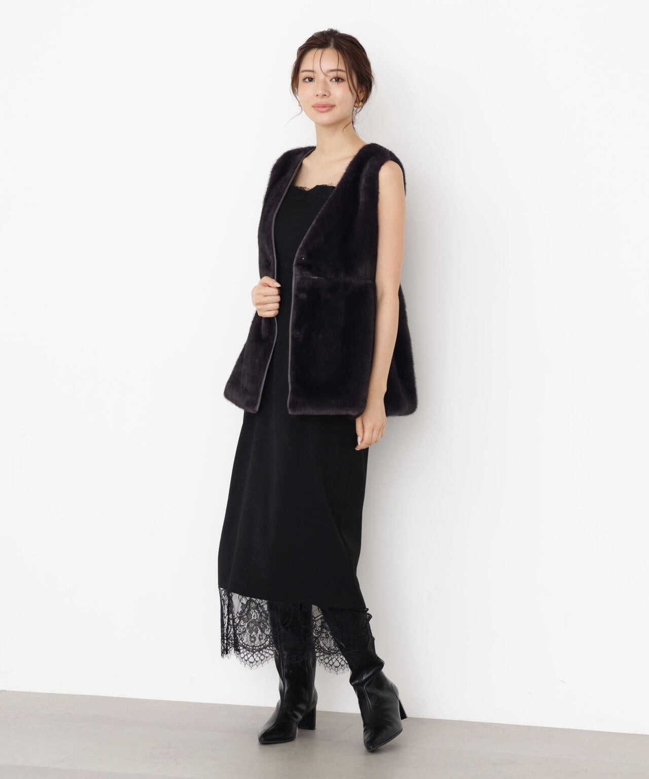 レース付きキャミワンピース