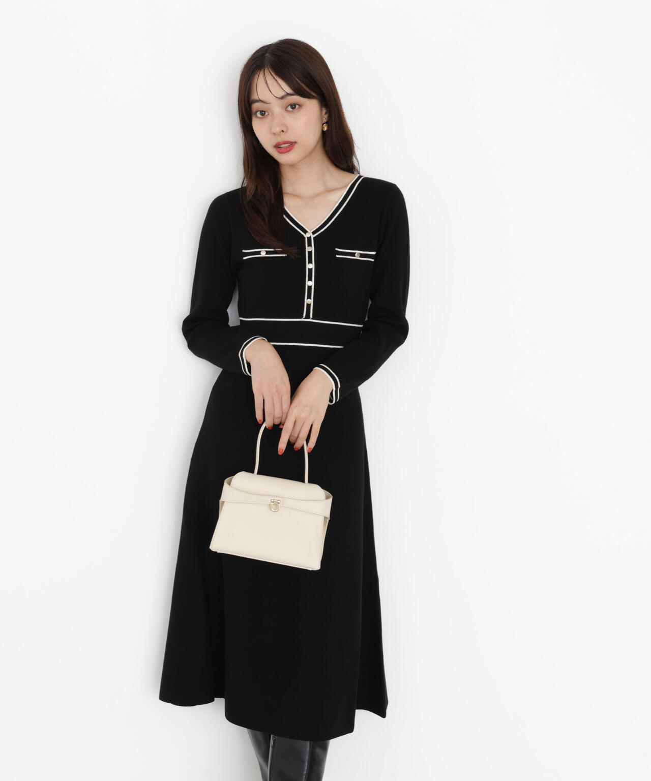 配色ラインニットワンピース