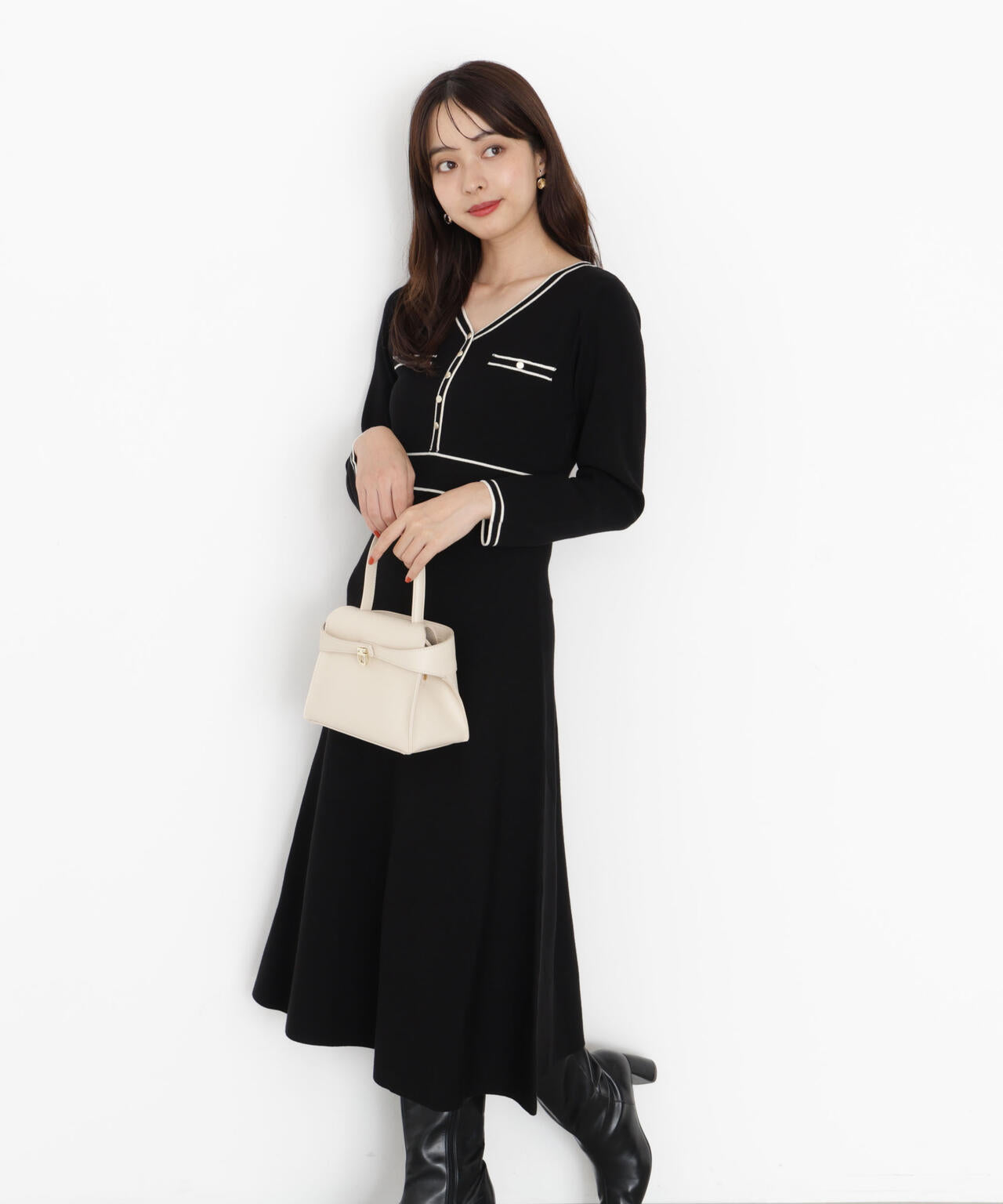 配色ラインニットワンピース