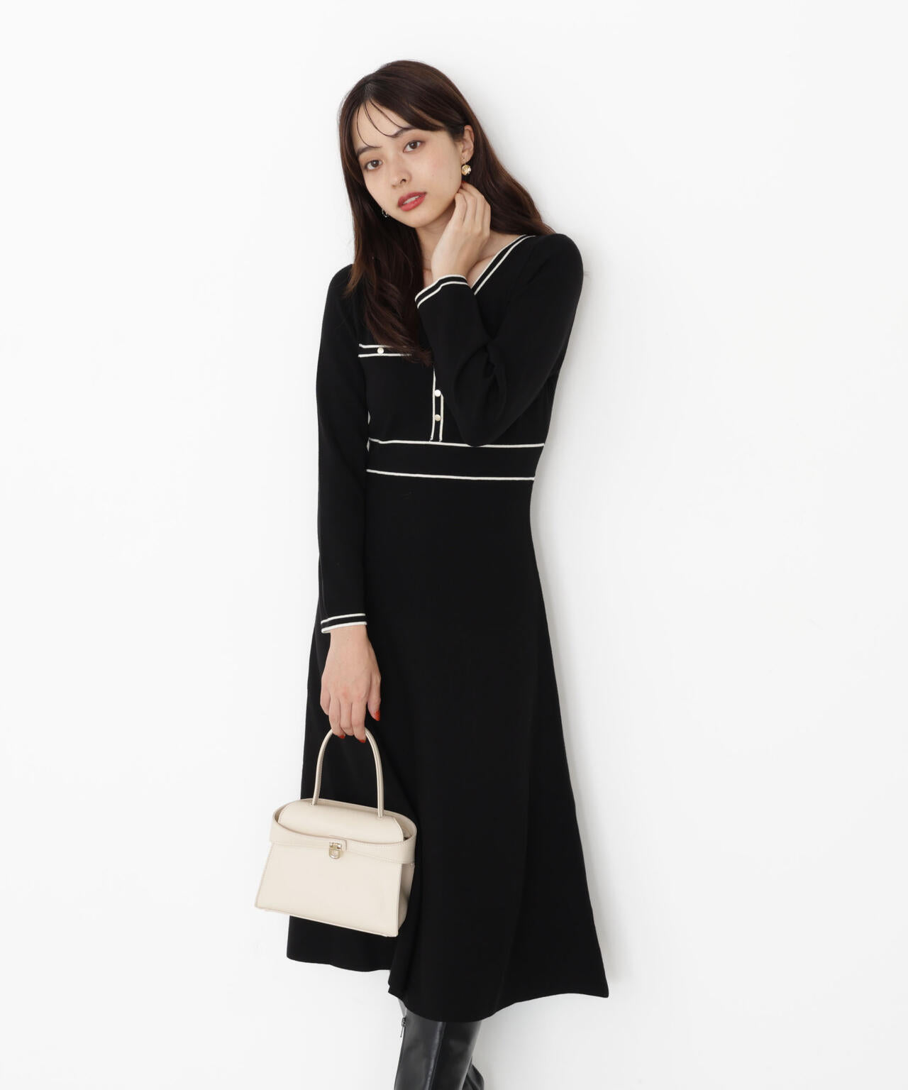 配色ラインニットワンピース