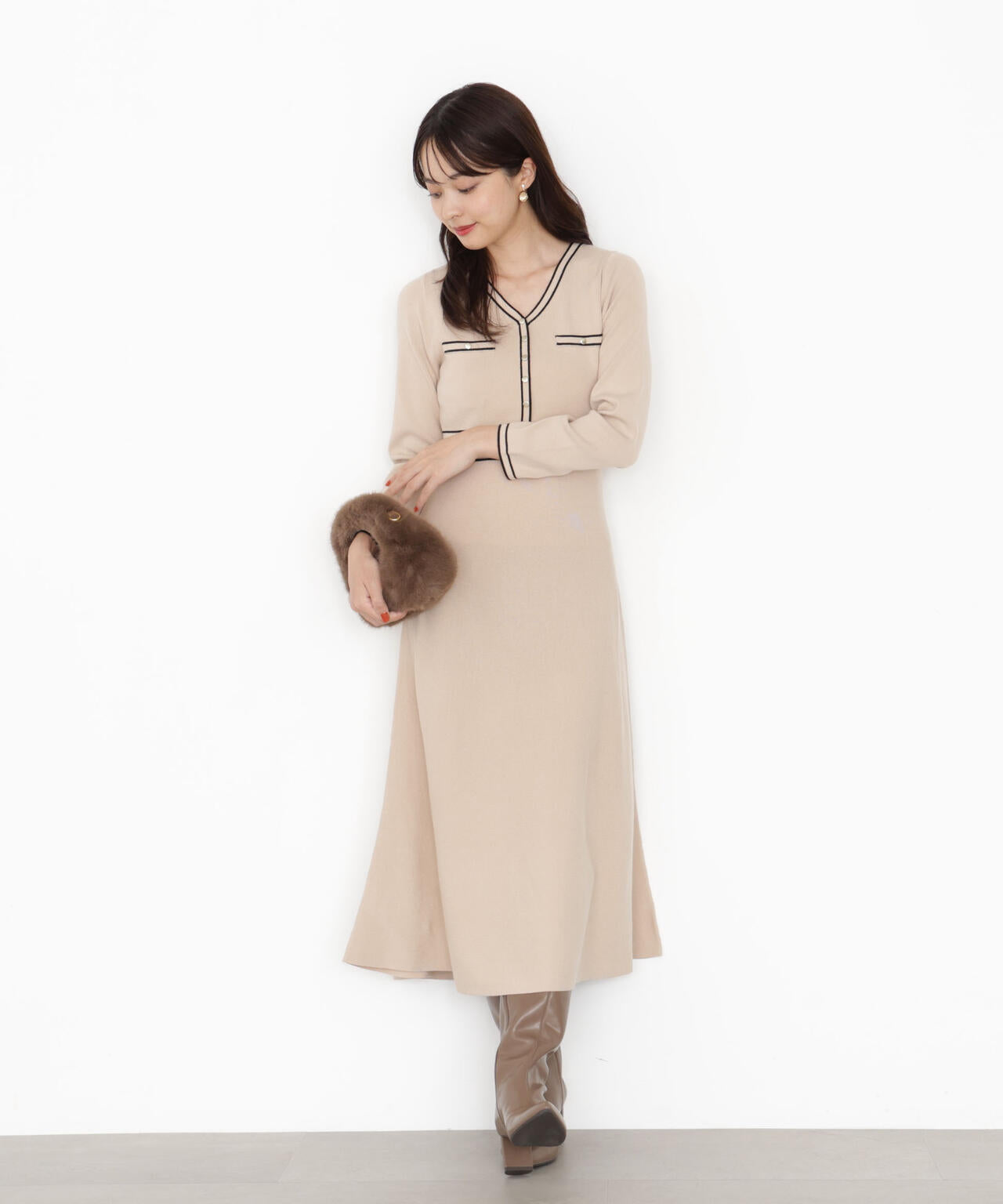 配色ラインニットワンピース | PROPORTION BODY DRESSING