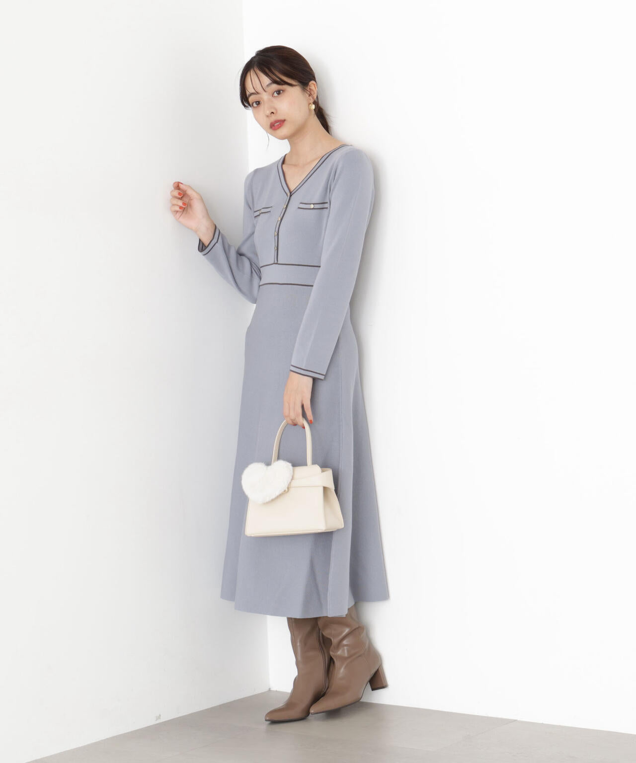 配色ラインニットワンピース