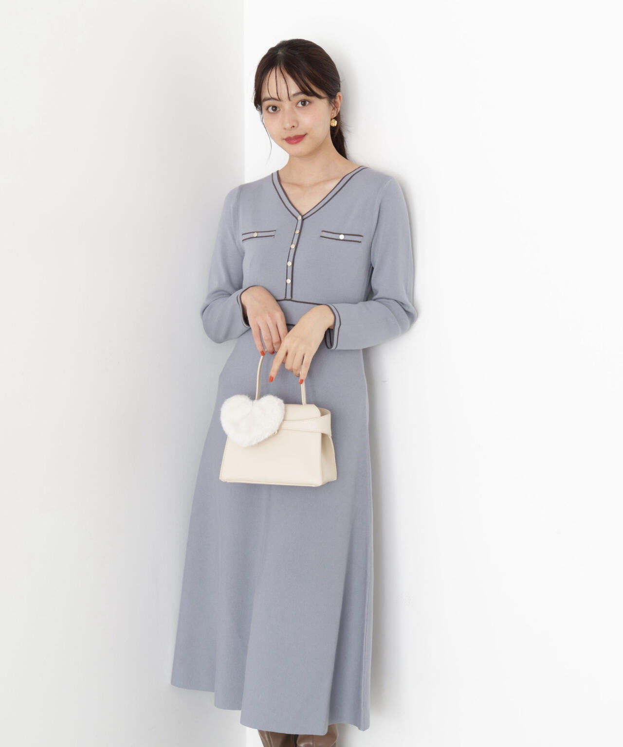 配色ラインニットワンピース