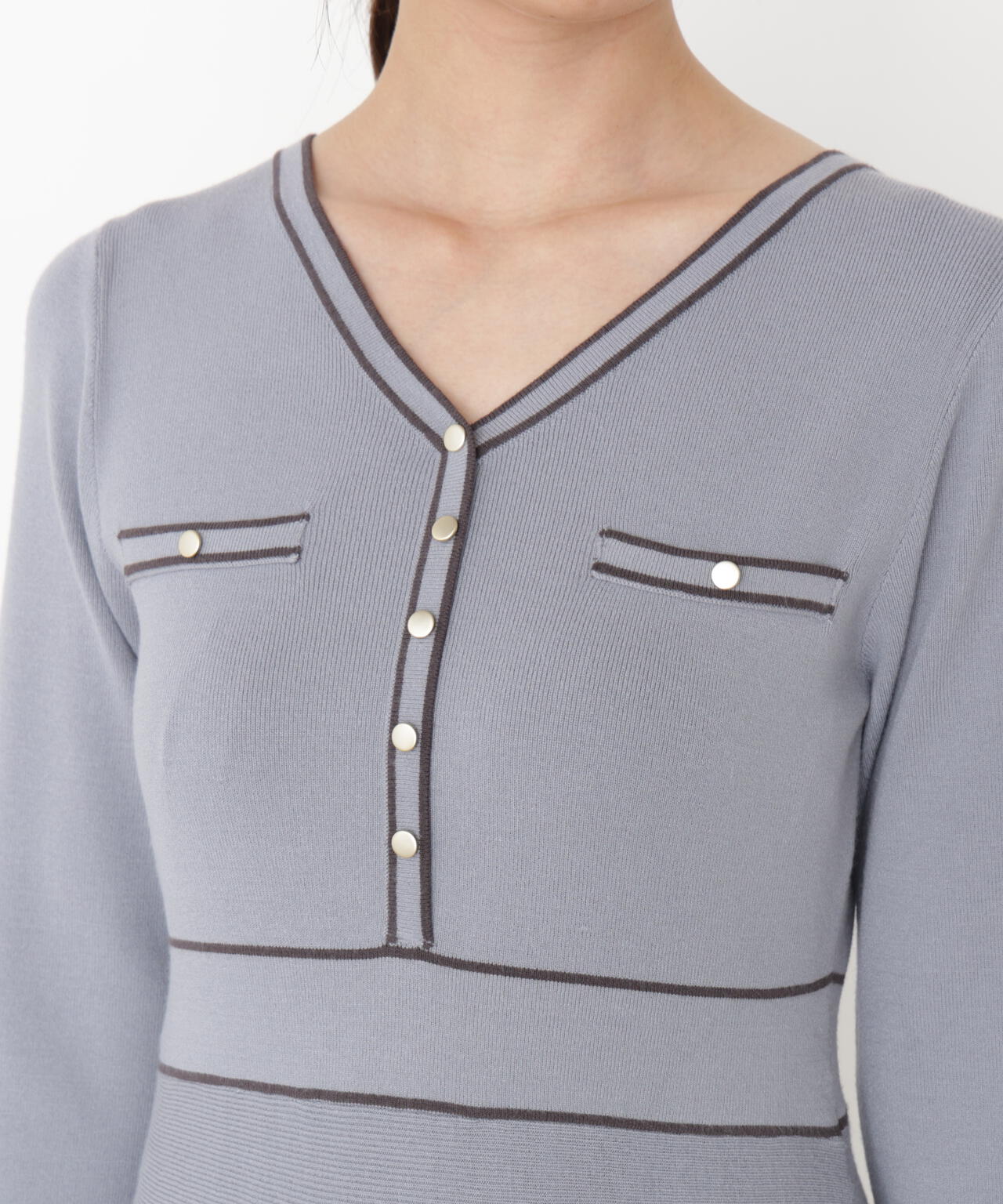 配色ラインニットワンピース