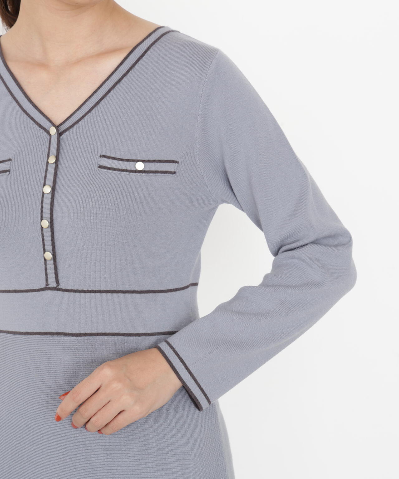 配色ラインニットワンピース