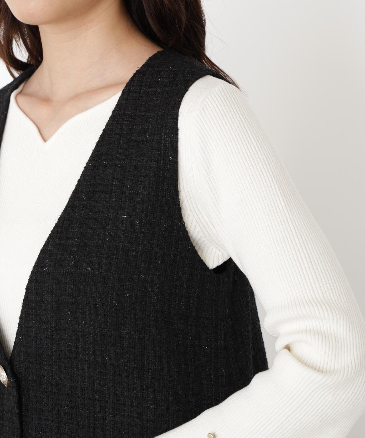 【松川星さん着用】ラメ釦ツイードミニジャンスカ