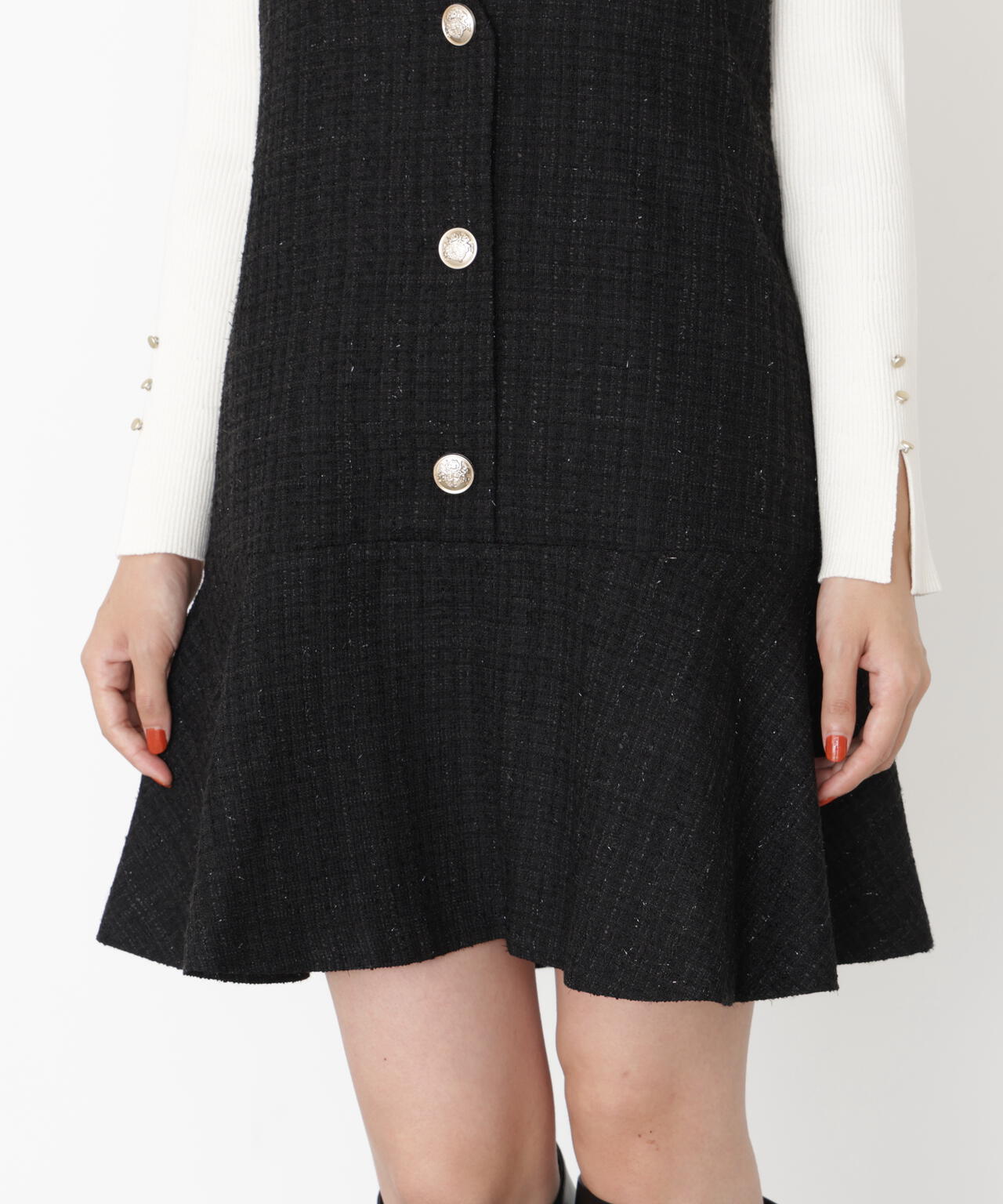 【松川星さん着用】ラメ釦ツイードミニジャンスカ